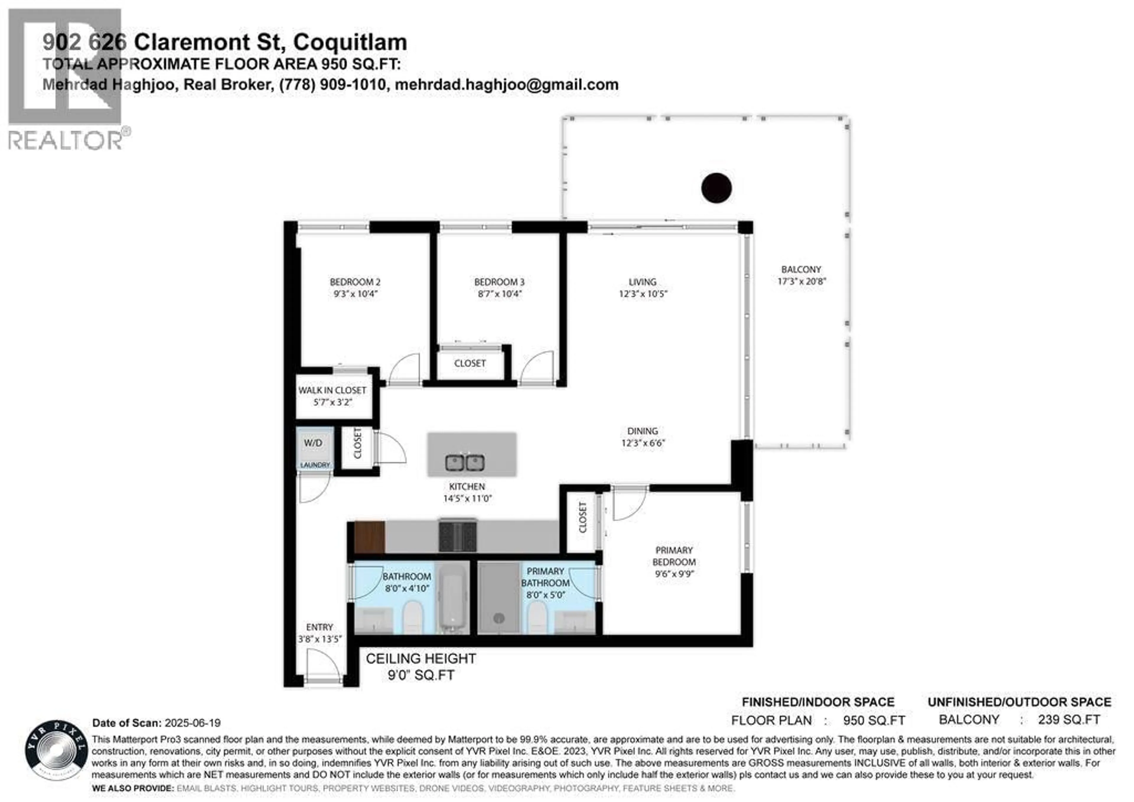 Floor plan for 902 - 626 CLAREMONT STREET, Coquitlam British Columbia V3J3T4