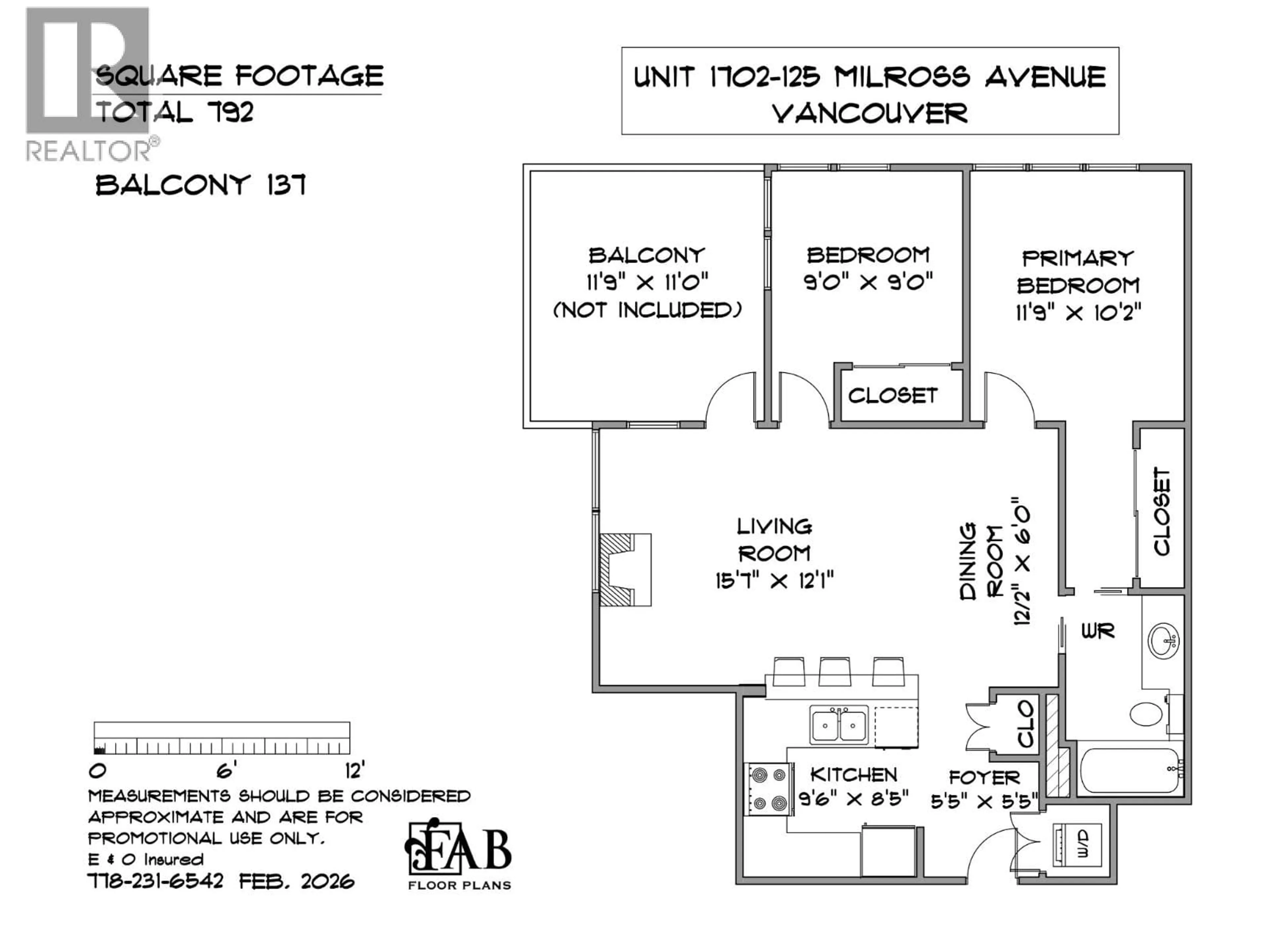 Floor plan for 1702 - 125 MILROSS AVENUE, Vancouver British Columbia V6A0A1