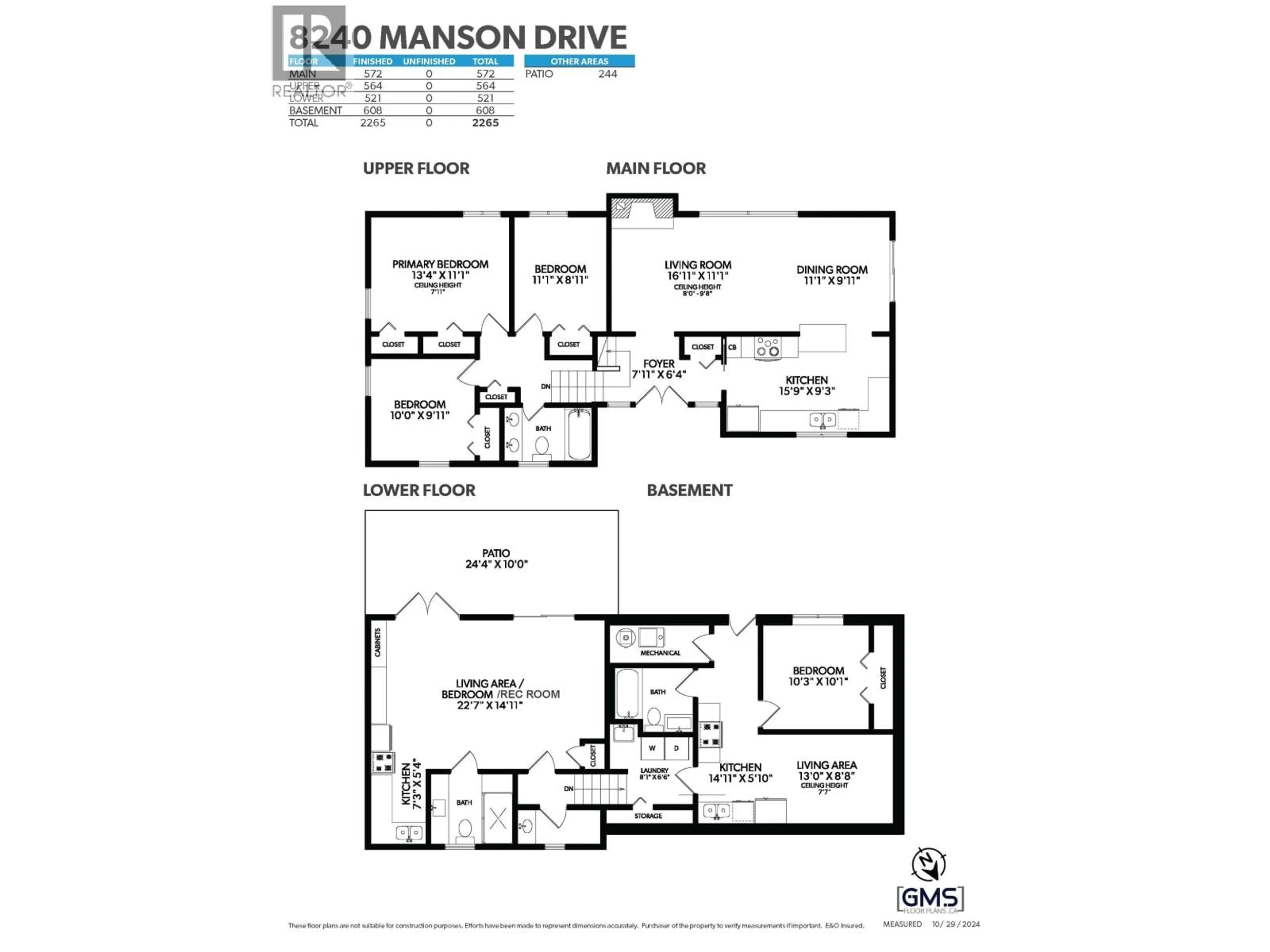 Floor plan for 8240 MANSON DRIVE, Burnaby British Columbia V5A2C2