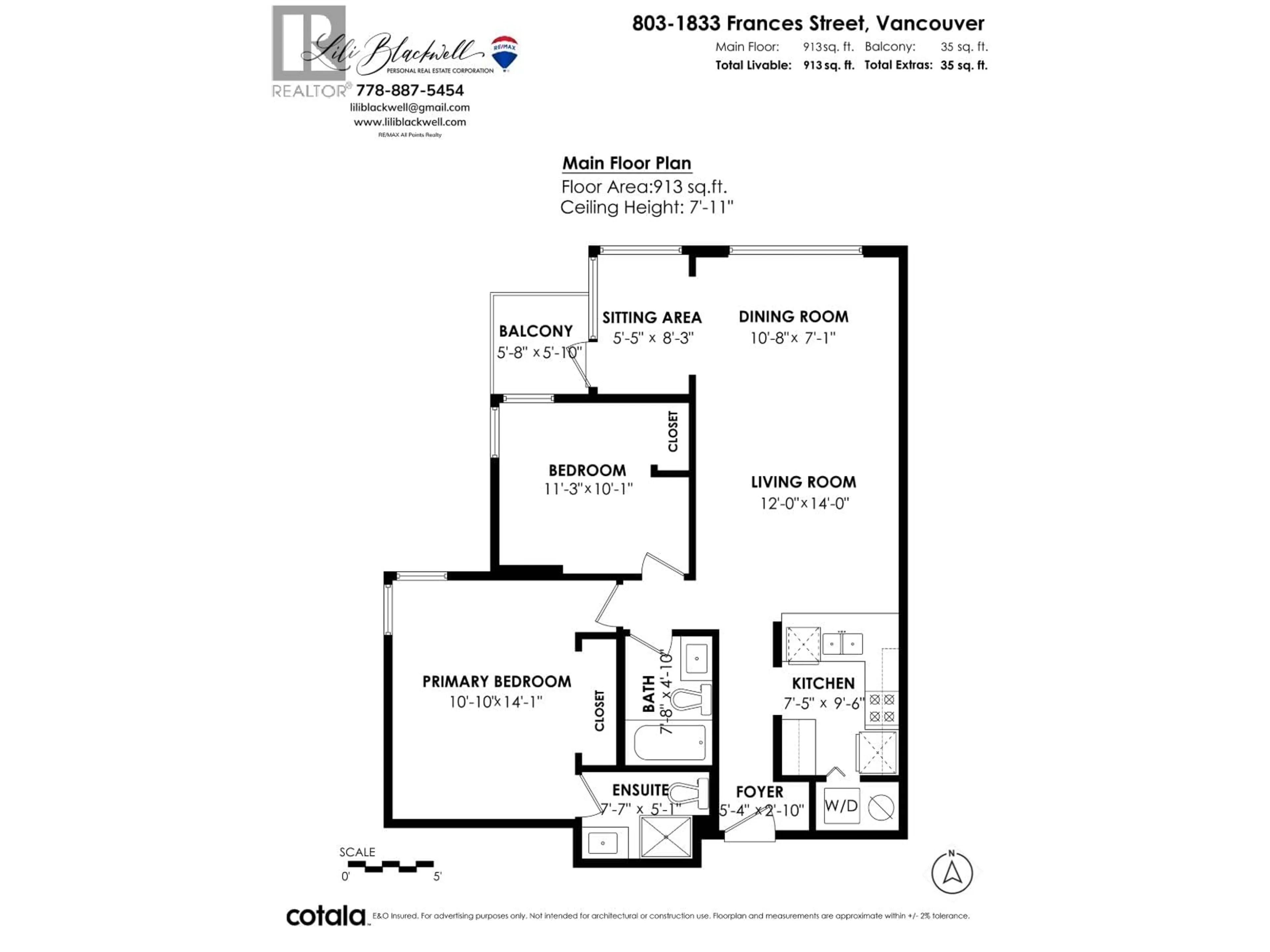 Floor plan for 803 - 1833 FRANCES STREET, Vancouver British Columbia V5L1Z8