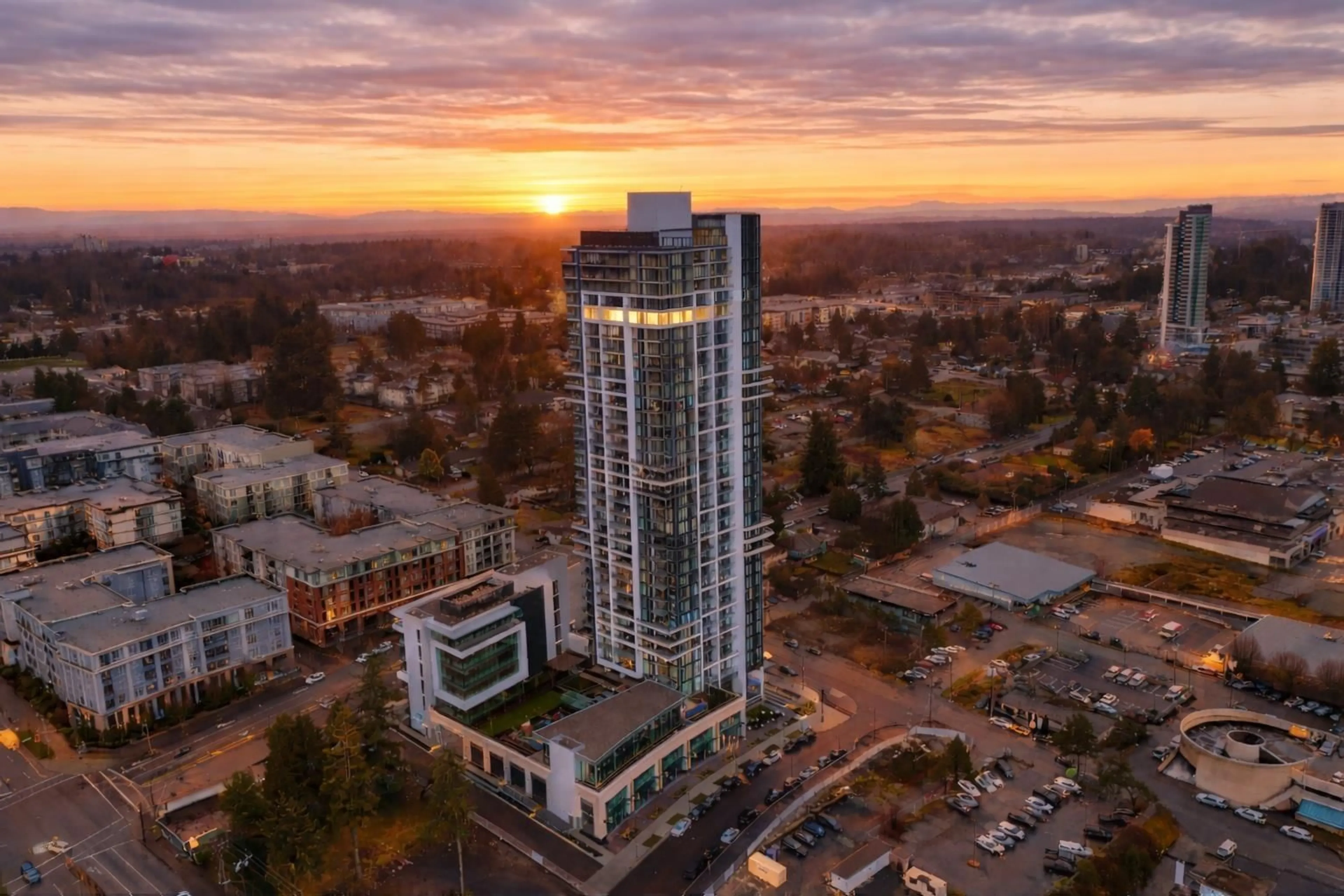 A pic from outside/outdoor area/front of a property/back of a property/a pic from drone, building for 2901 - 13675 107A AVENUE, Surrey British Columbia V3T0X2