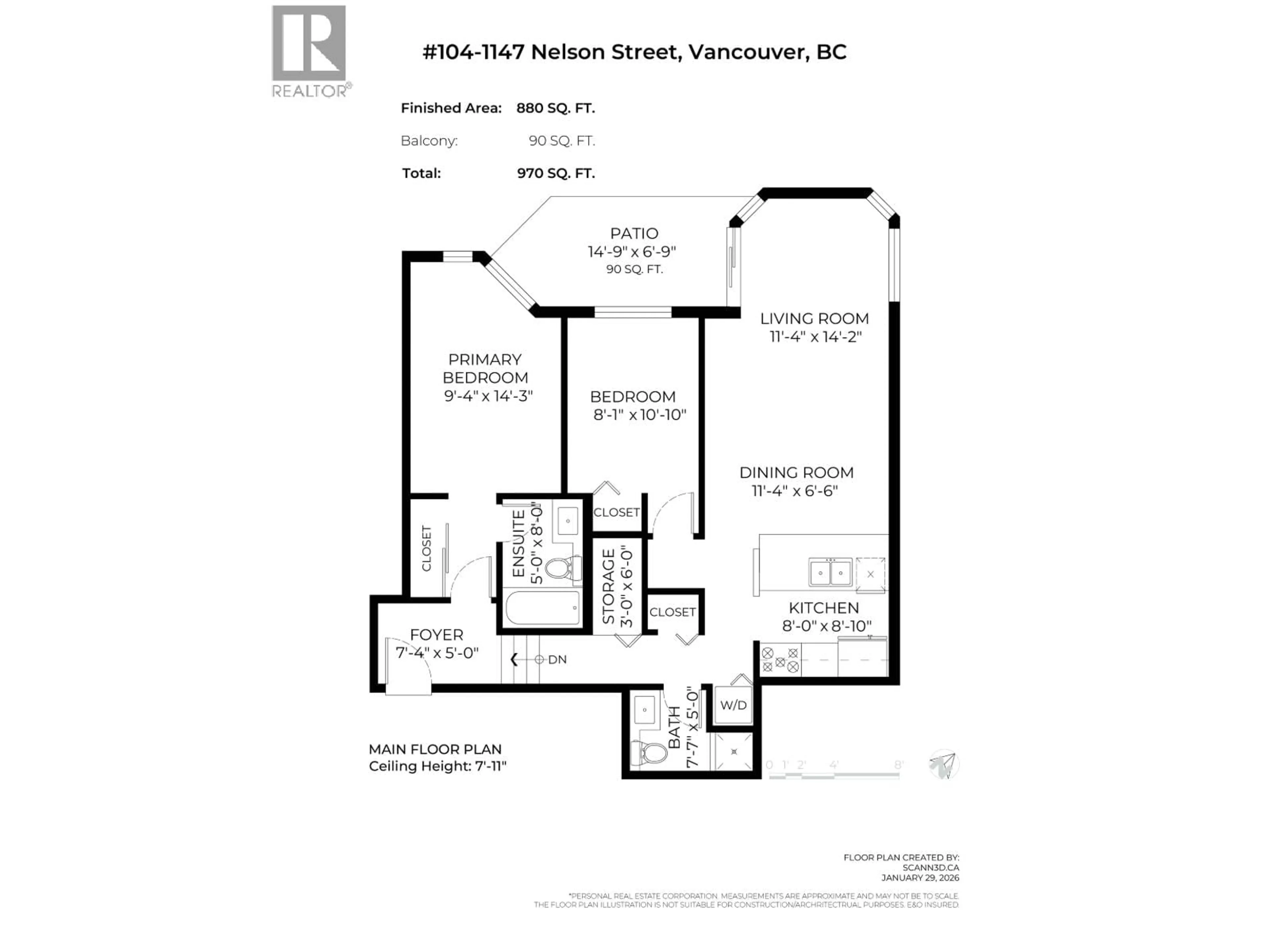 Floor plan for 104 - 1147 NELSON STREET, Vancouver British Columbia V6E1J3
