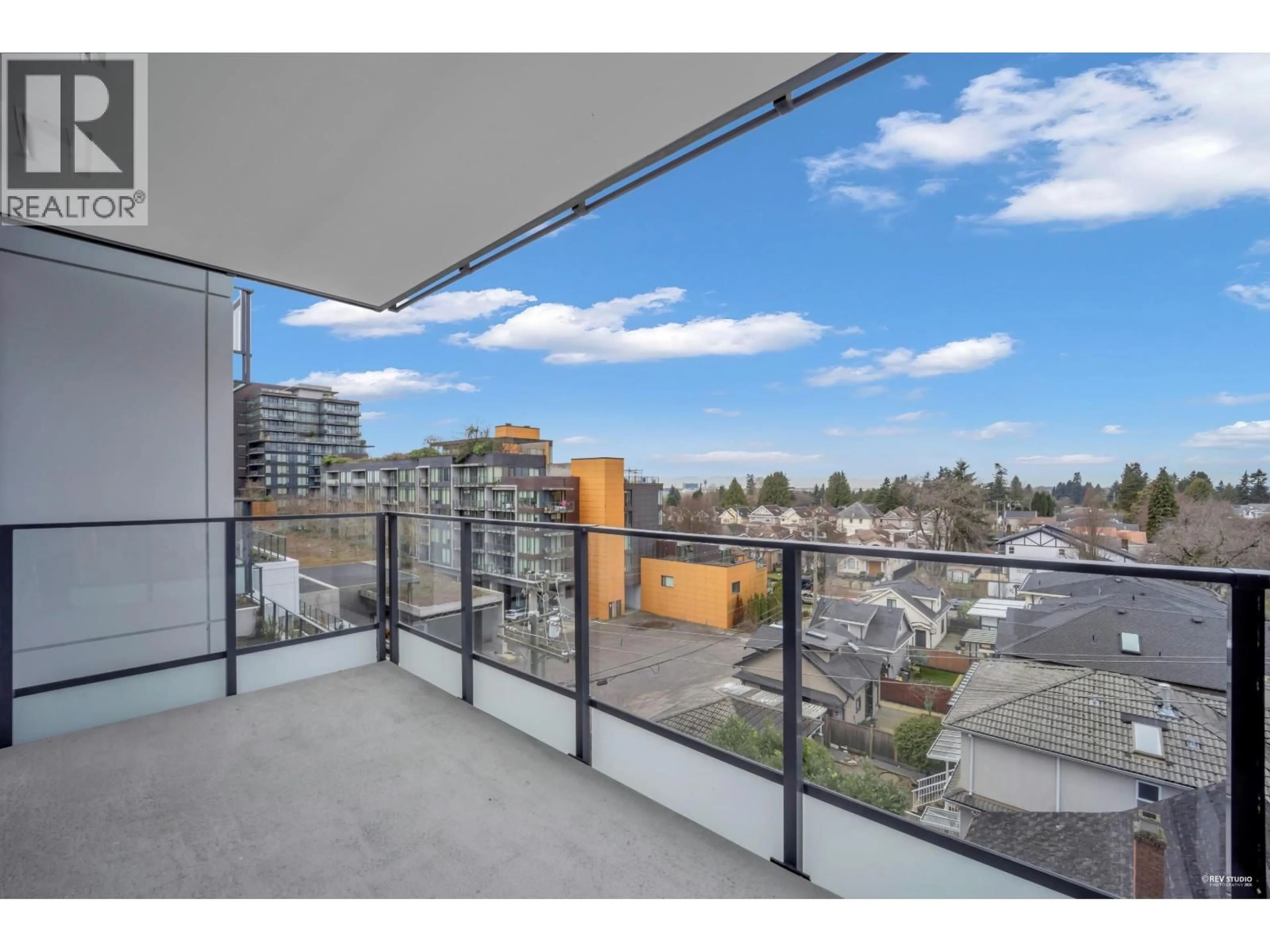 Balcony in the apartment, city buildings view from balcony for 408 - 8415 GRANVILLE STREET, Vancouver British Columbia V6P0M2