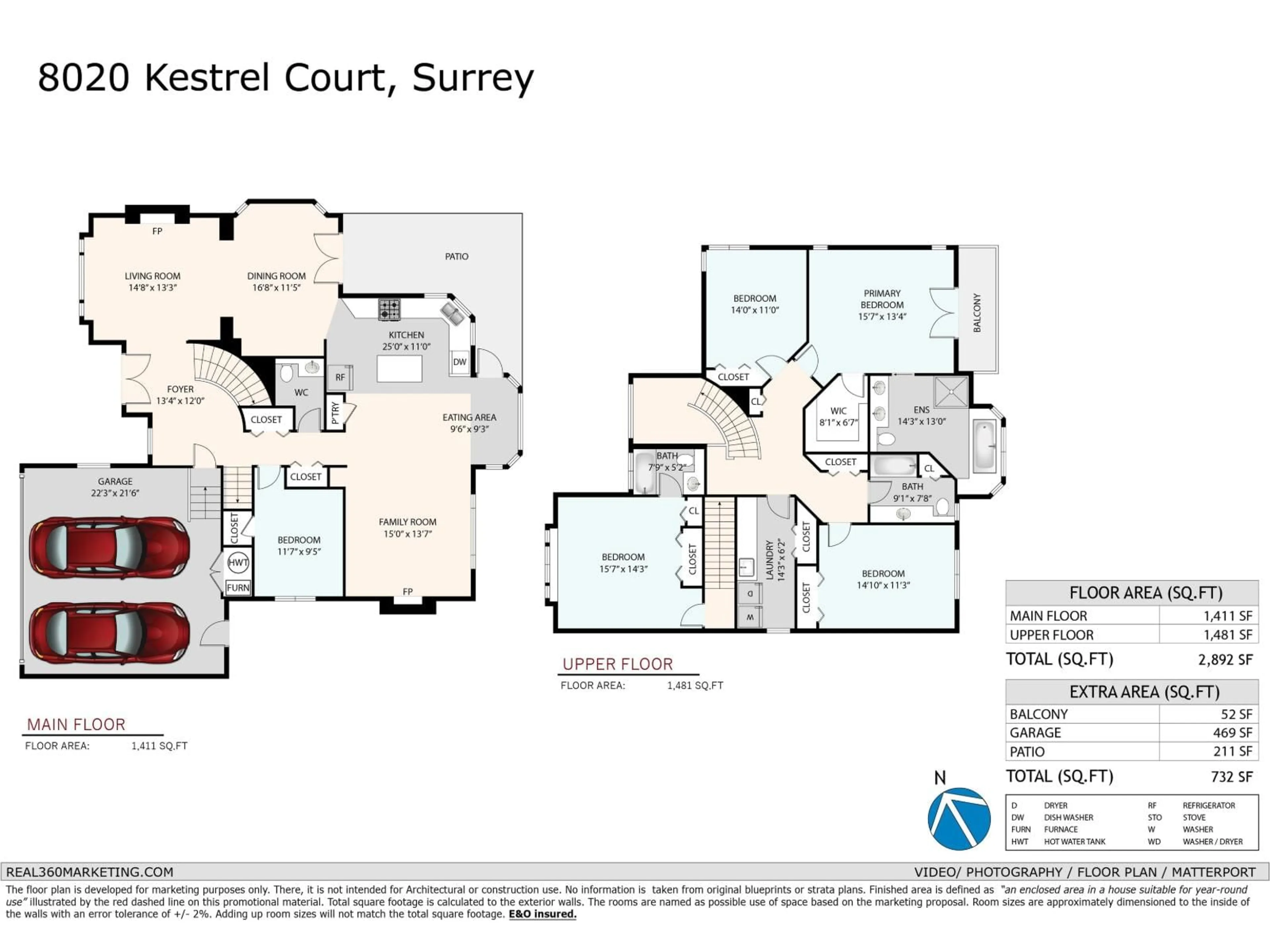 Floor plan for 8020 KESTREL COURT, Surrey British Columbia V3W0V1