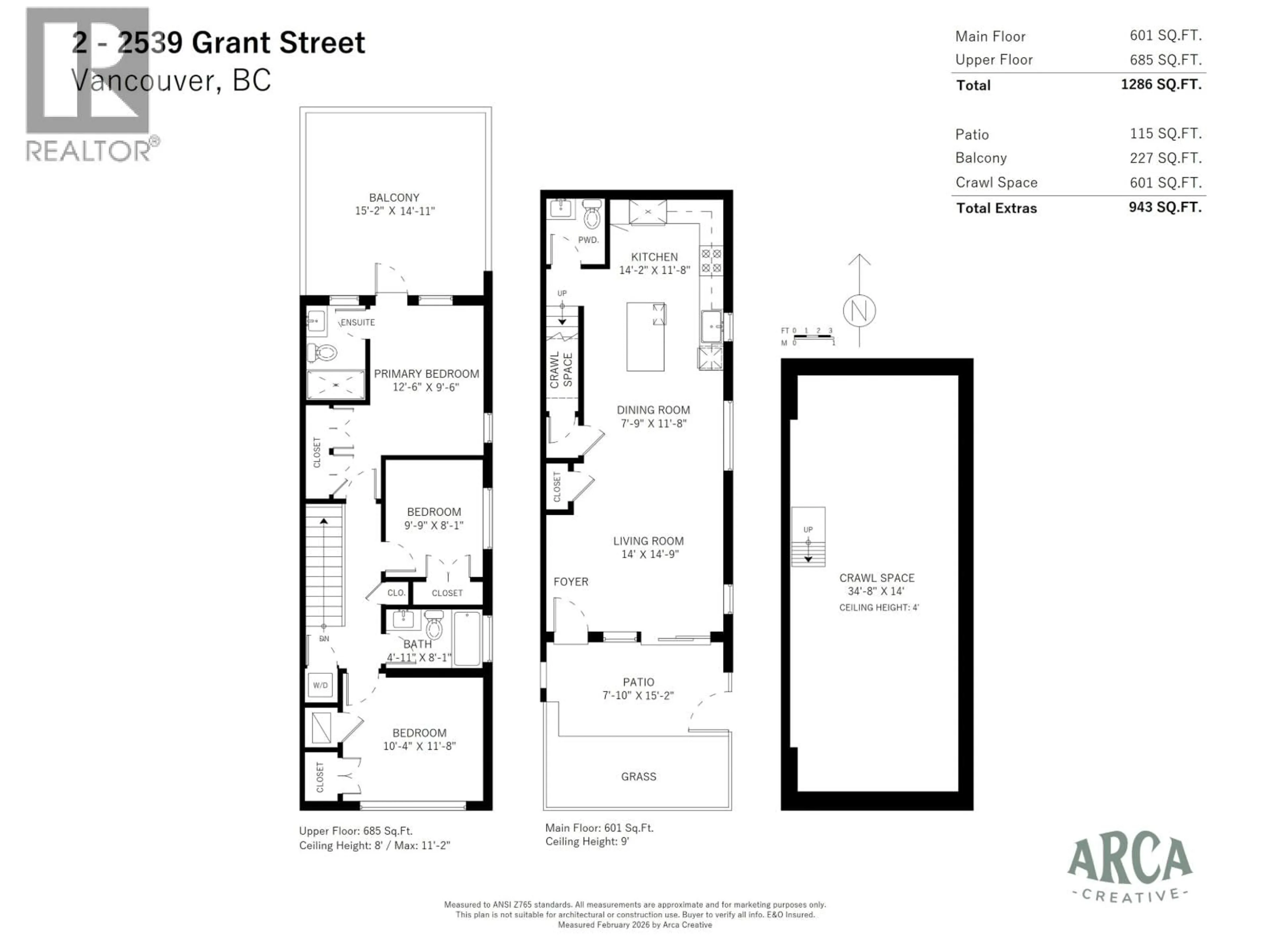 Floor plan for 2 - 2539 GRANT STREET, Vancouver British Columbia V5K3G6