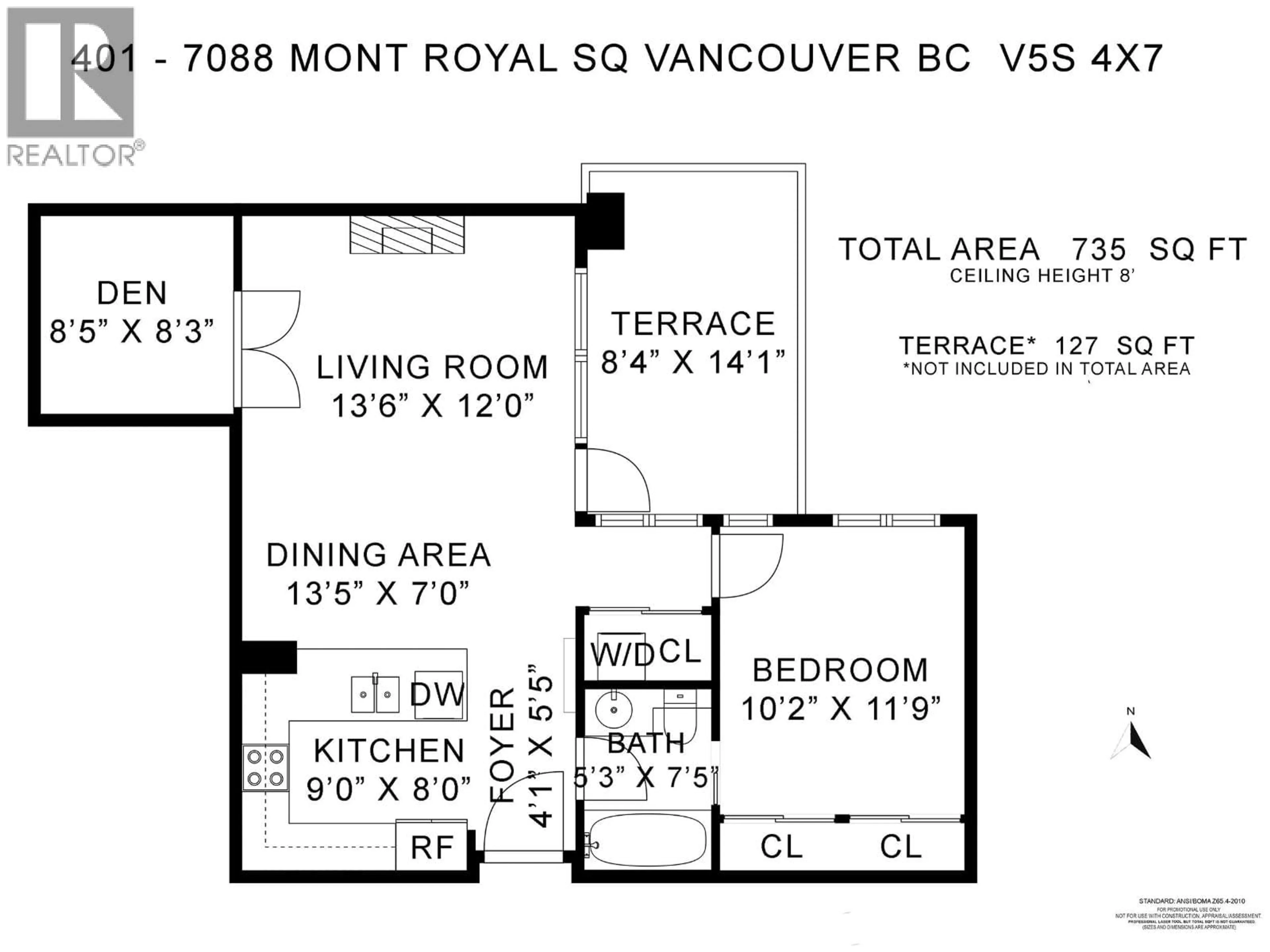 Floor plan for 401 - 7088 MONT ROYAL SQUARE, Vancouver British Columbia V5S4X7
