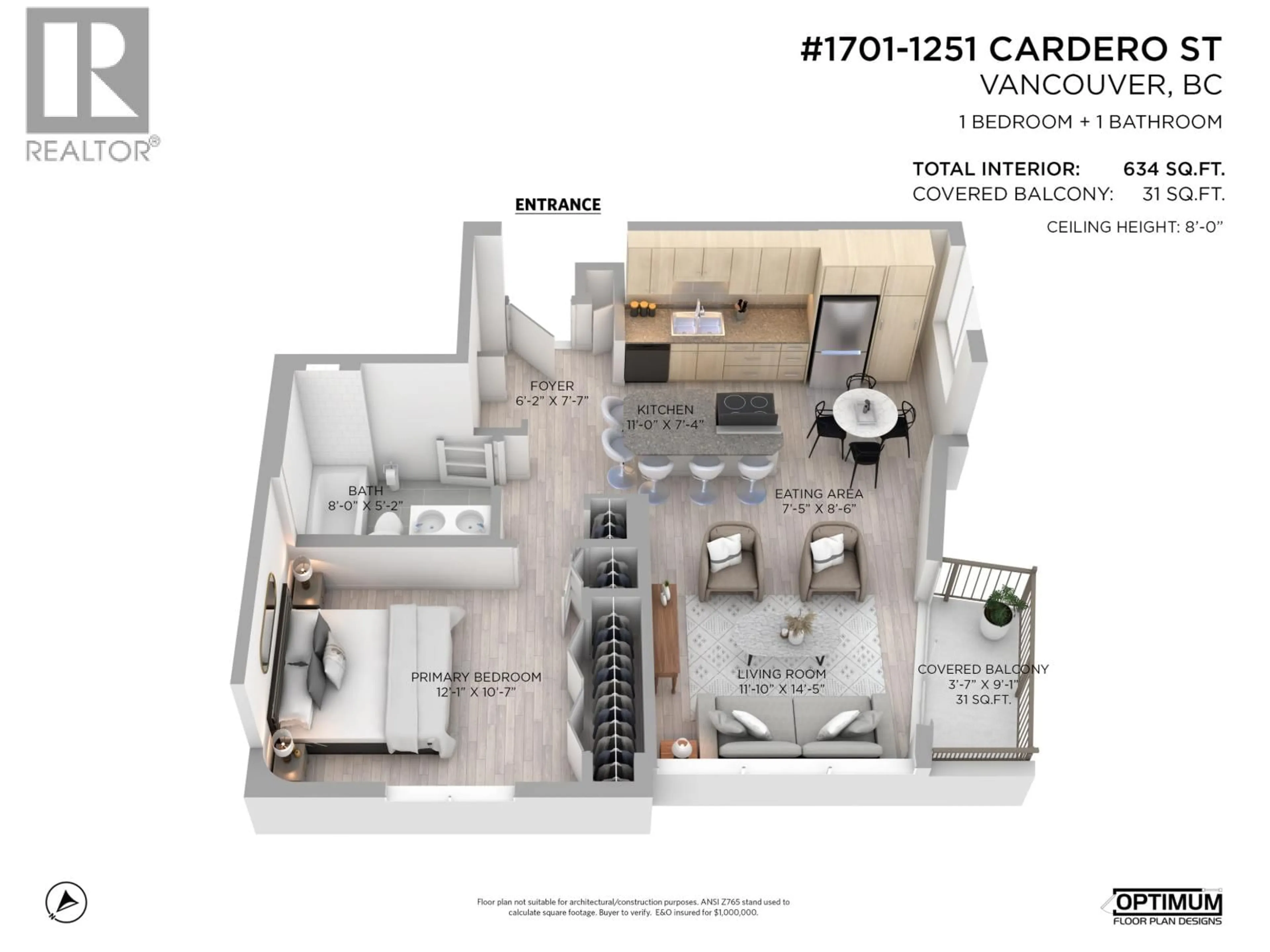 Floor plan for 1701 - 1251 CARDERO STREET, Vancouver British Columbia V6G2H9
