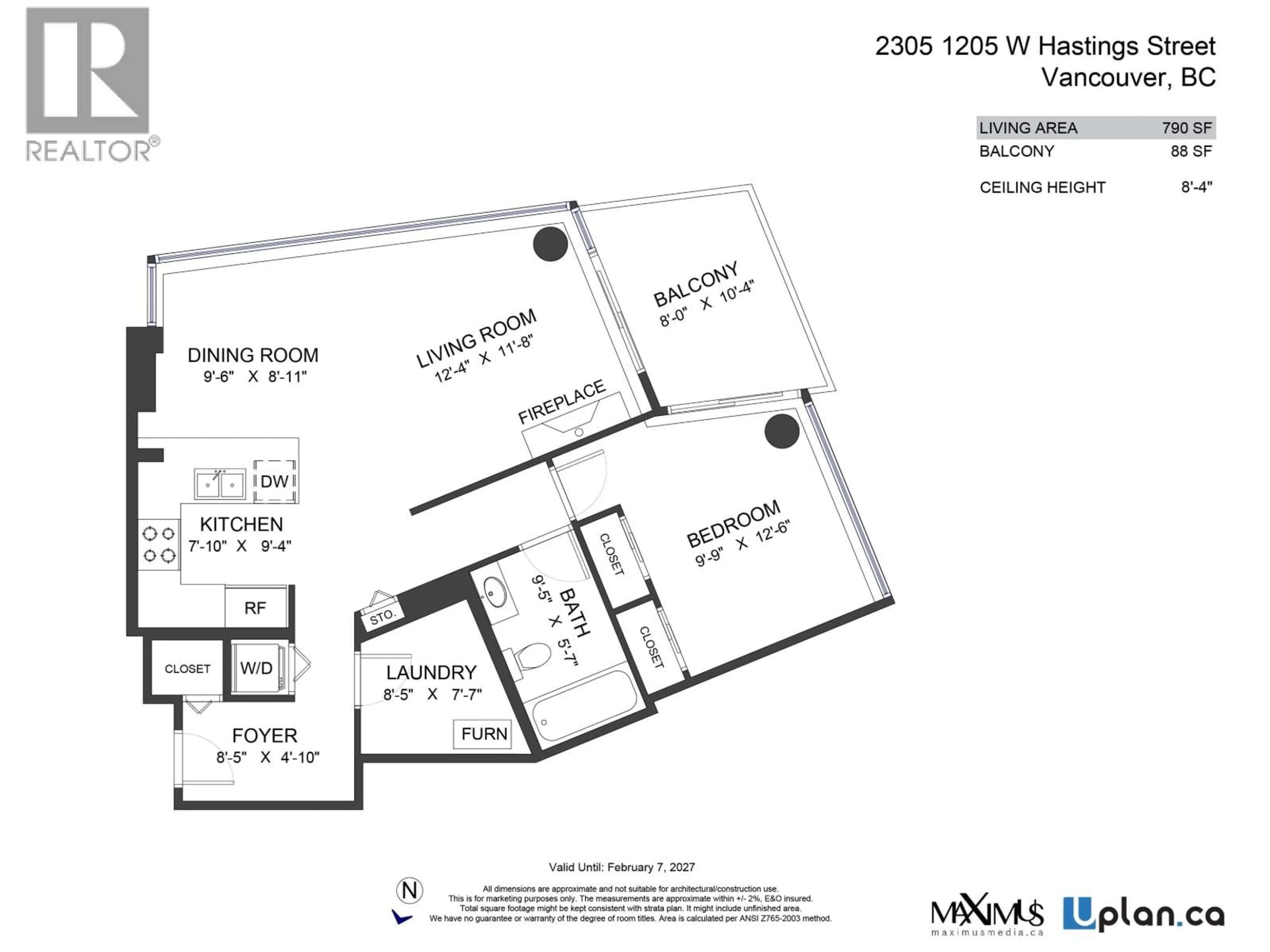 Floor plan for 2305 - 1205 HASTINGS STREET, Vancouver British Columbia V6E4T7