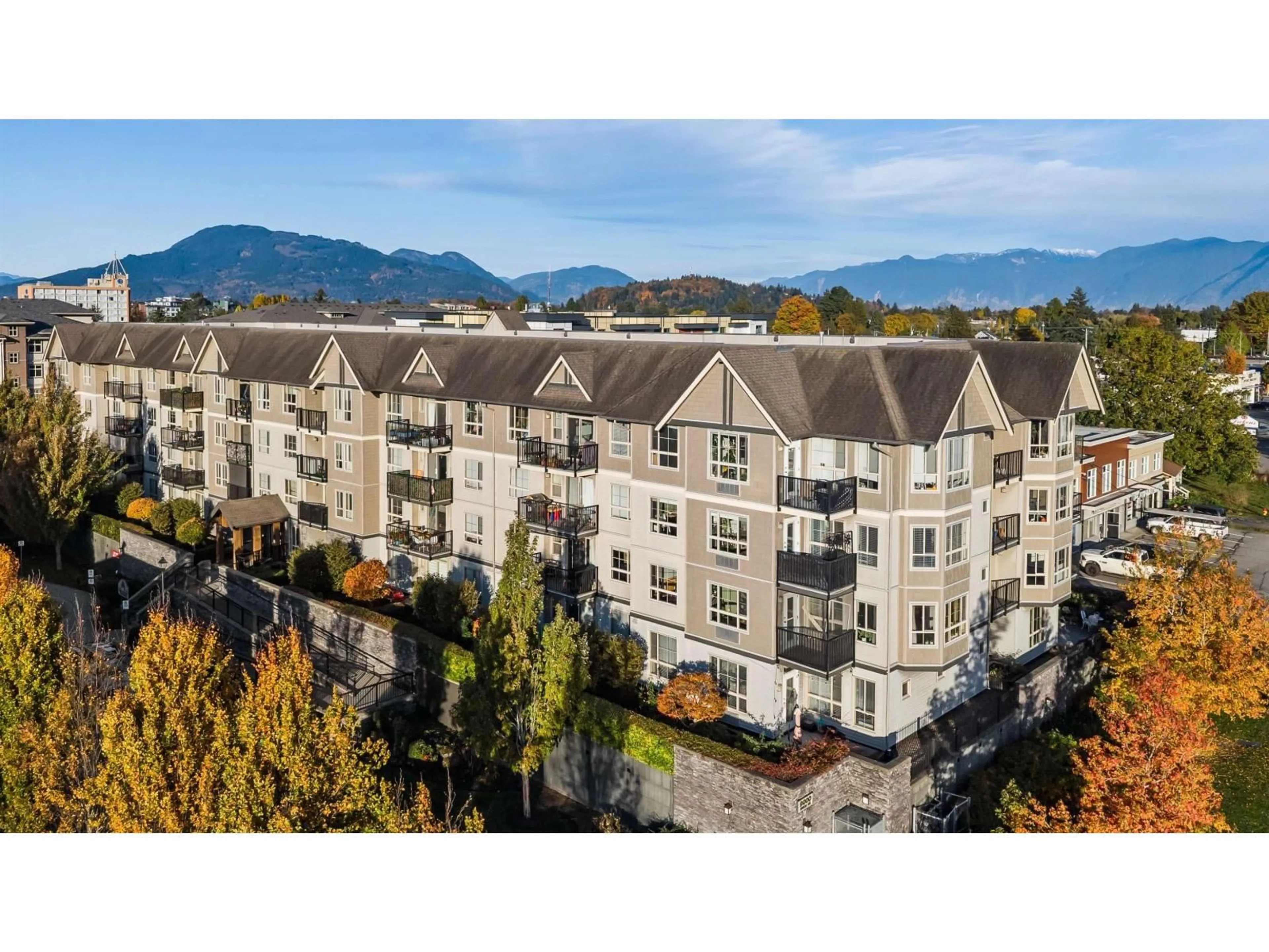 A pic from outside/outdoor area/front of a property/back of a property/a pic from drone, mountain view for 213 - 9000 BIRCH STREET, Chilliwack British Columbia V2P8G2