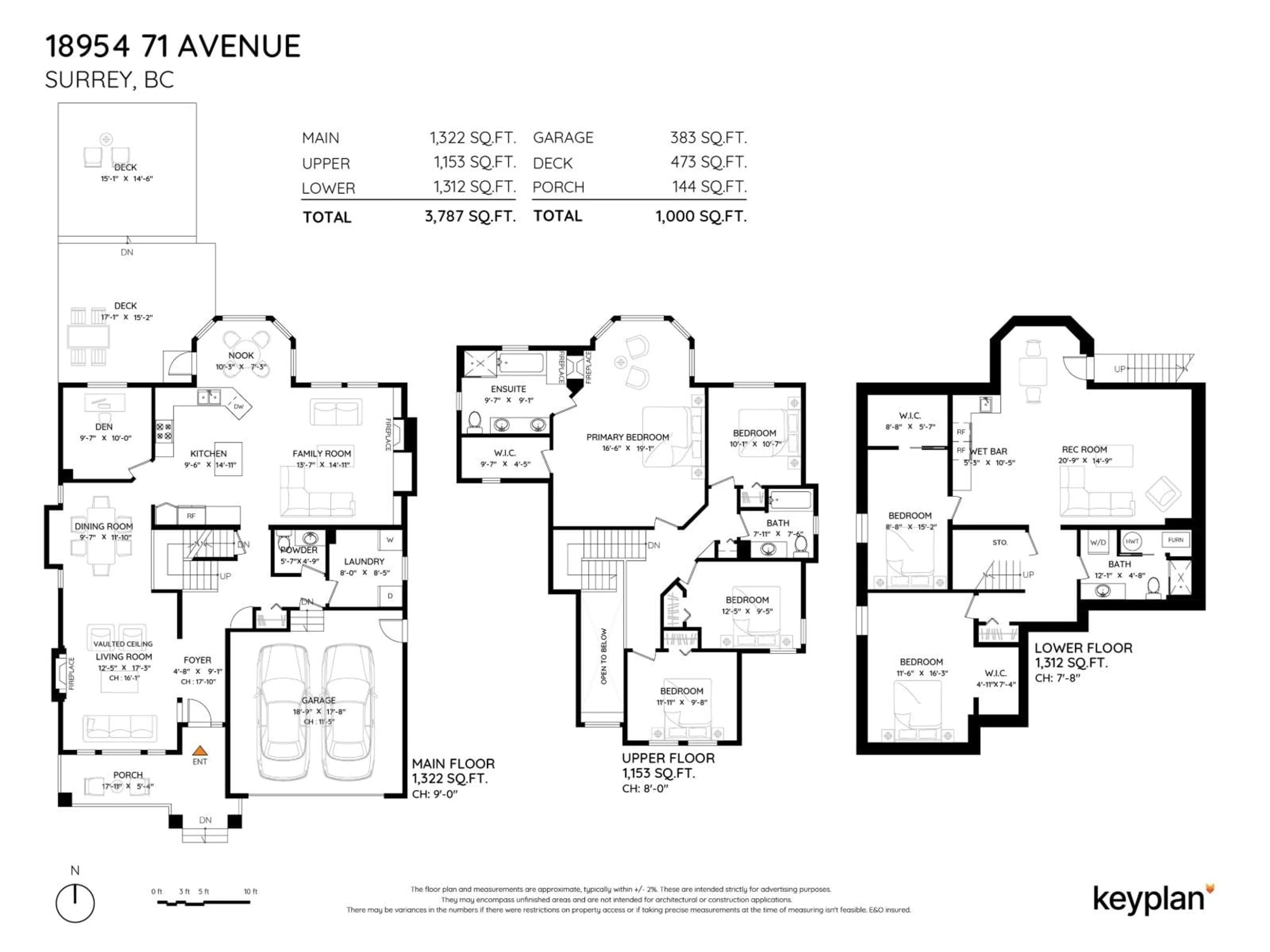 Floor plan for 18954 71 AVENUE, Surrey British Columbia V4N5M7