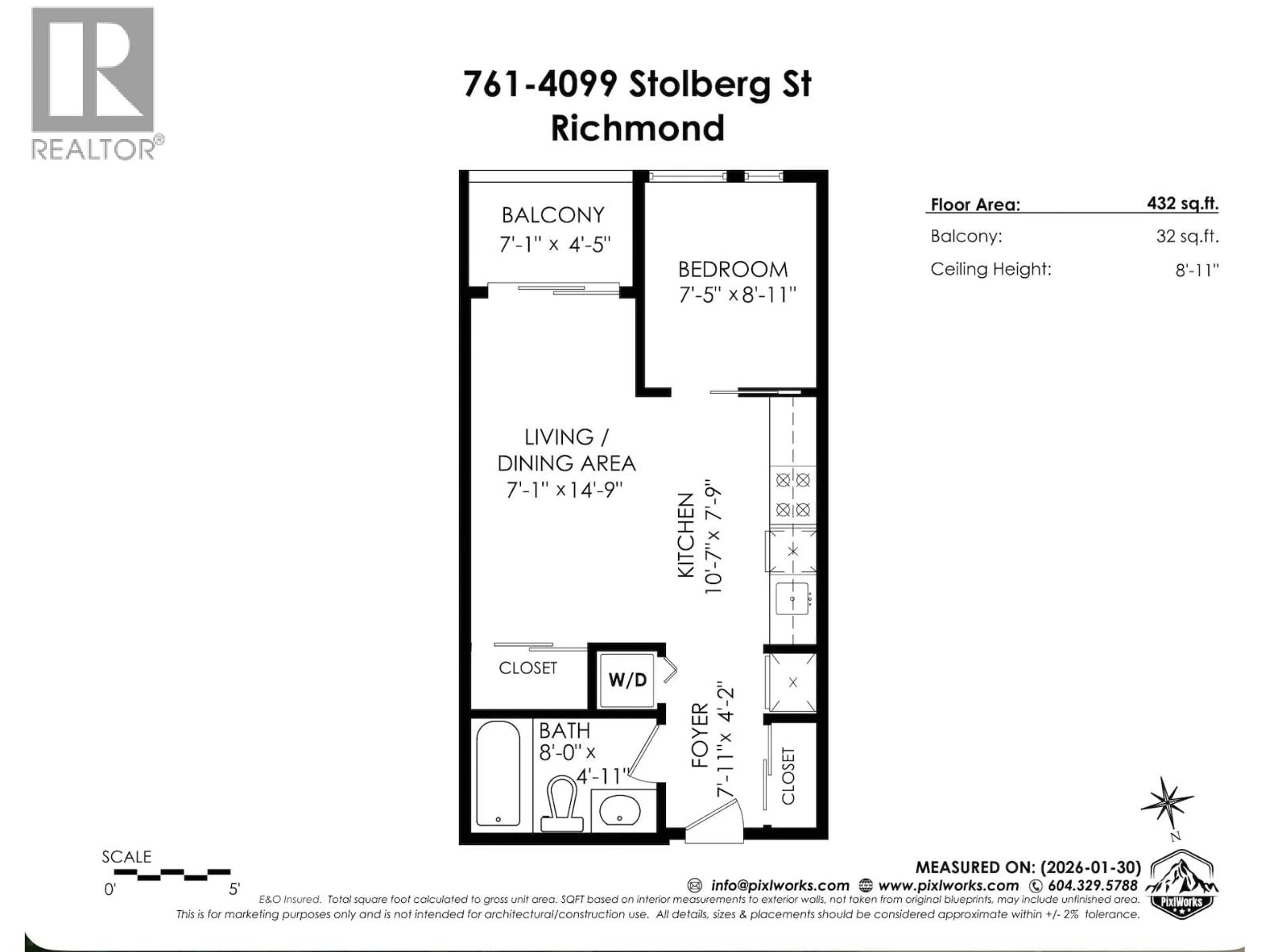Floor plan for 761 - 4099 STOLBERG STREET, Richmond British Columbia V6X0J4