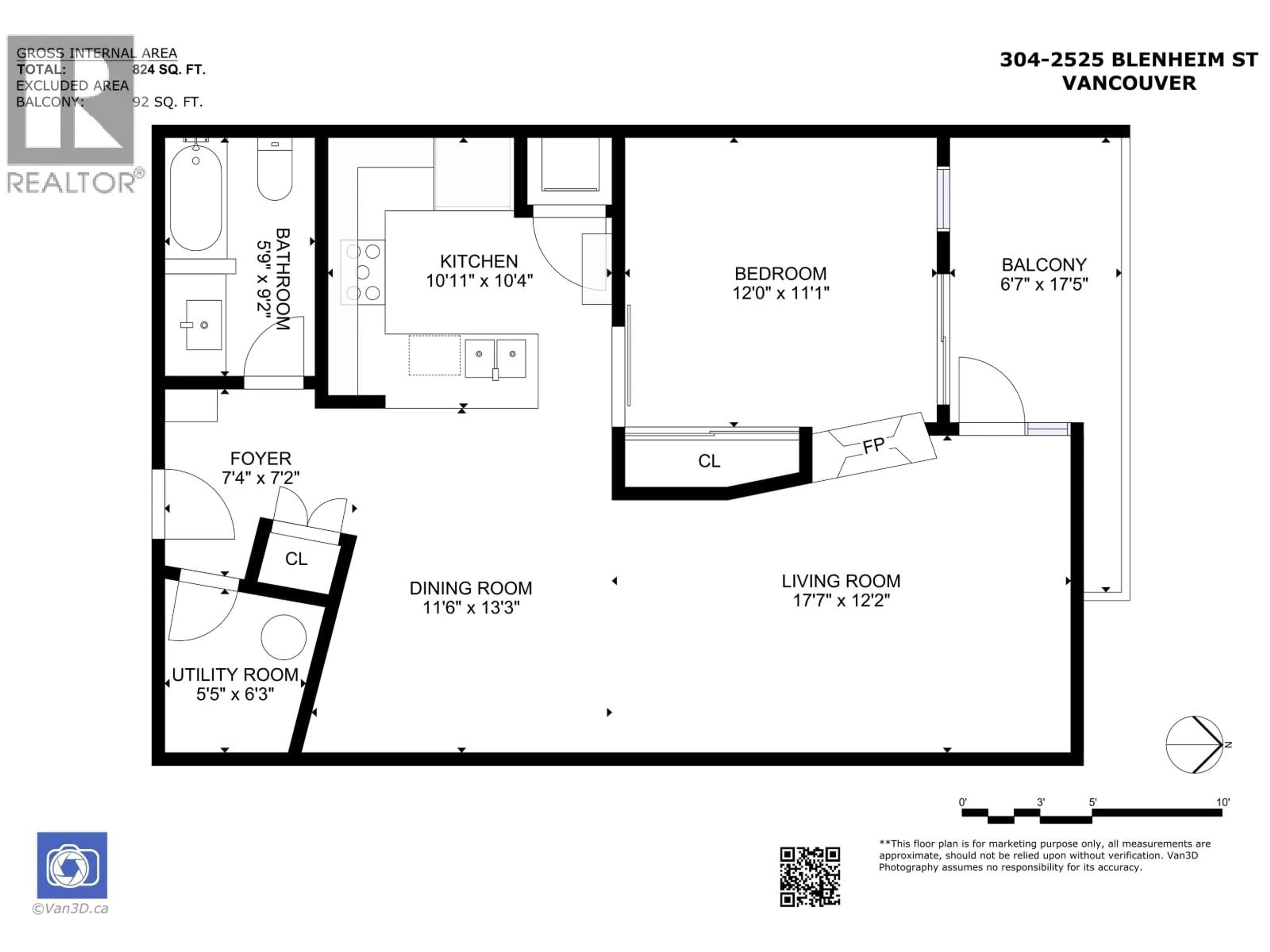 Floor plan for 304 - 2525 BLENHEIM STREET, Vancouver British Columbia V6K4W6