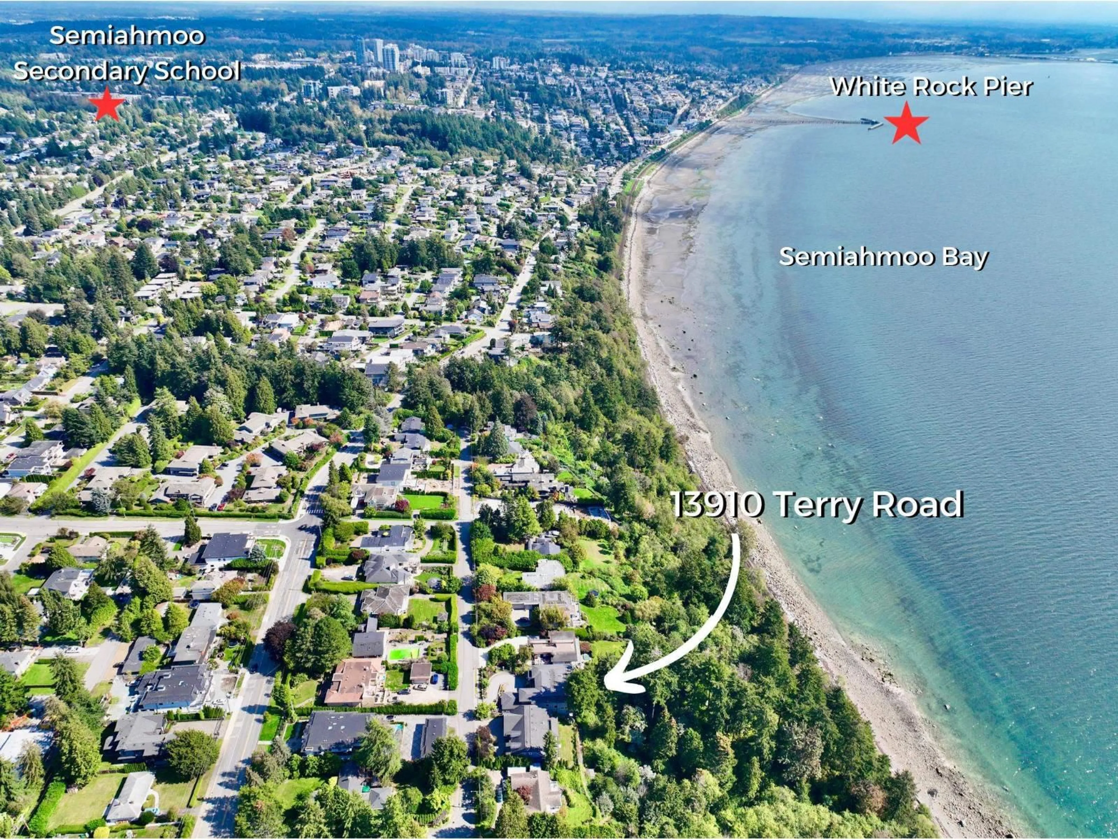 A pic from outside/outdoor area/front of a property/back of a property/a pic from drone, water/lake/river/ocean view for 13910 TERRY ROAD, White Rock British Columbia V4B1A2