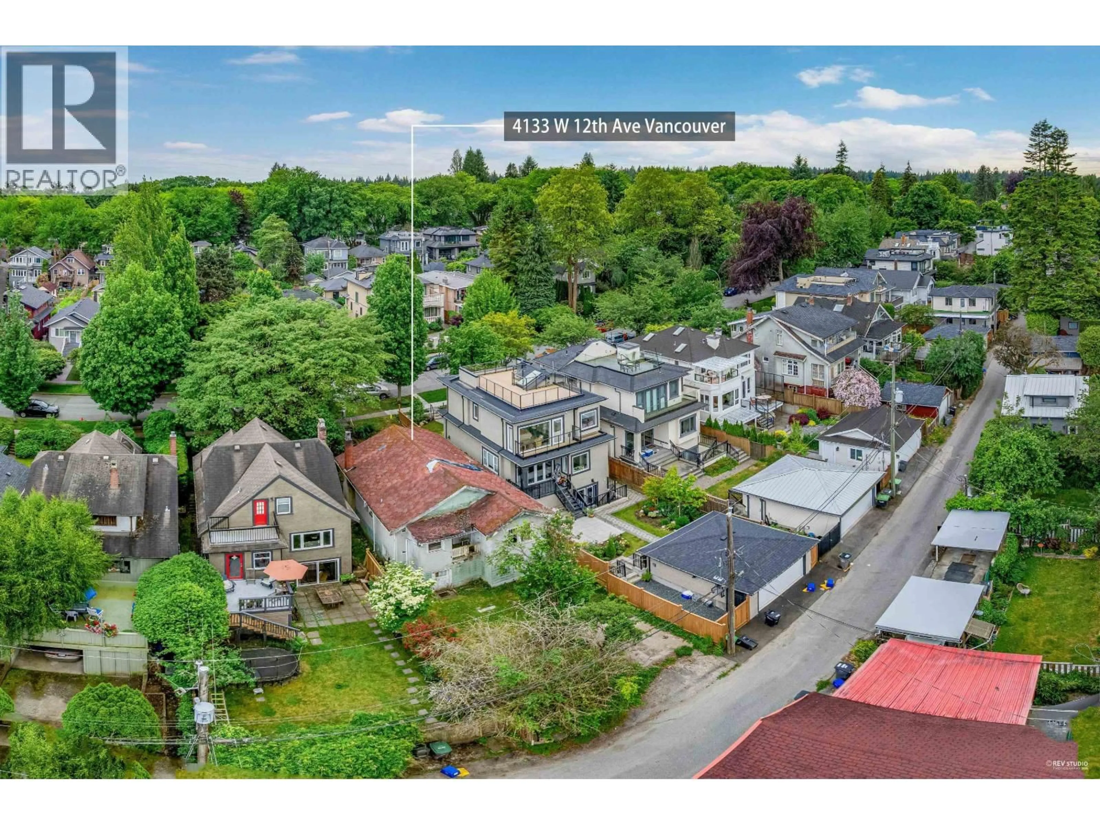 A pic from outside/outdoor area/front of a property/back of a property/a pic from drone, street for 4133 12TH AVENUE, Vancouver British Columbia V6R2P5
