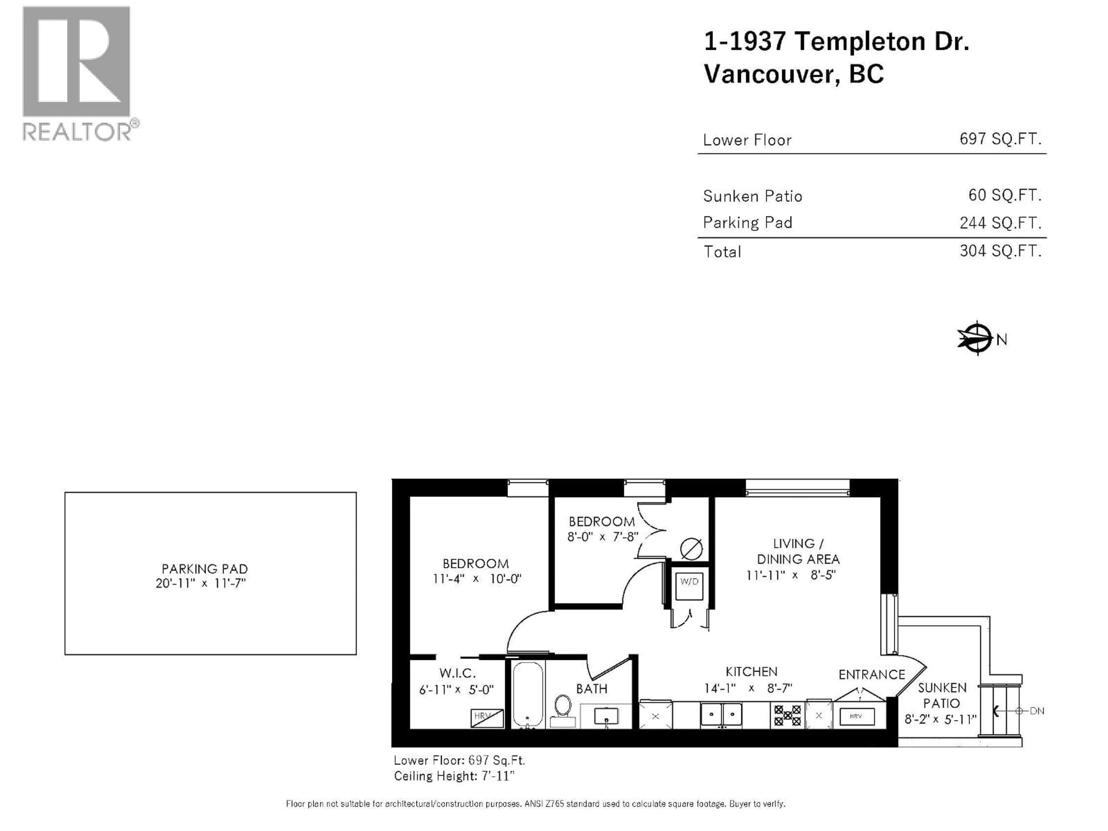 Floor plan for 1 - 1937 TEMPLETON DRIVE, Vancouver British Columbia V5N4V9
