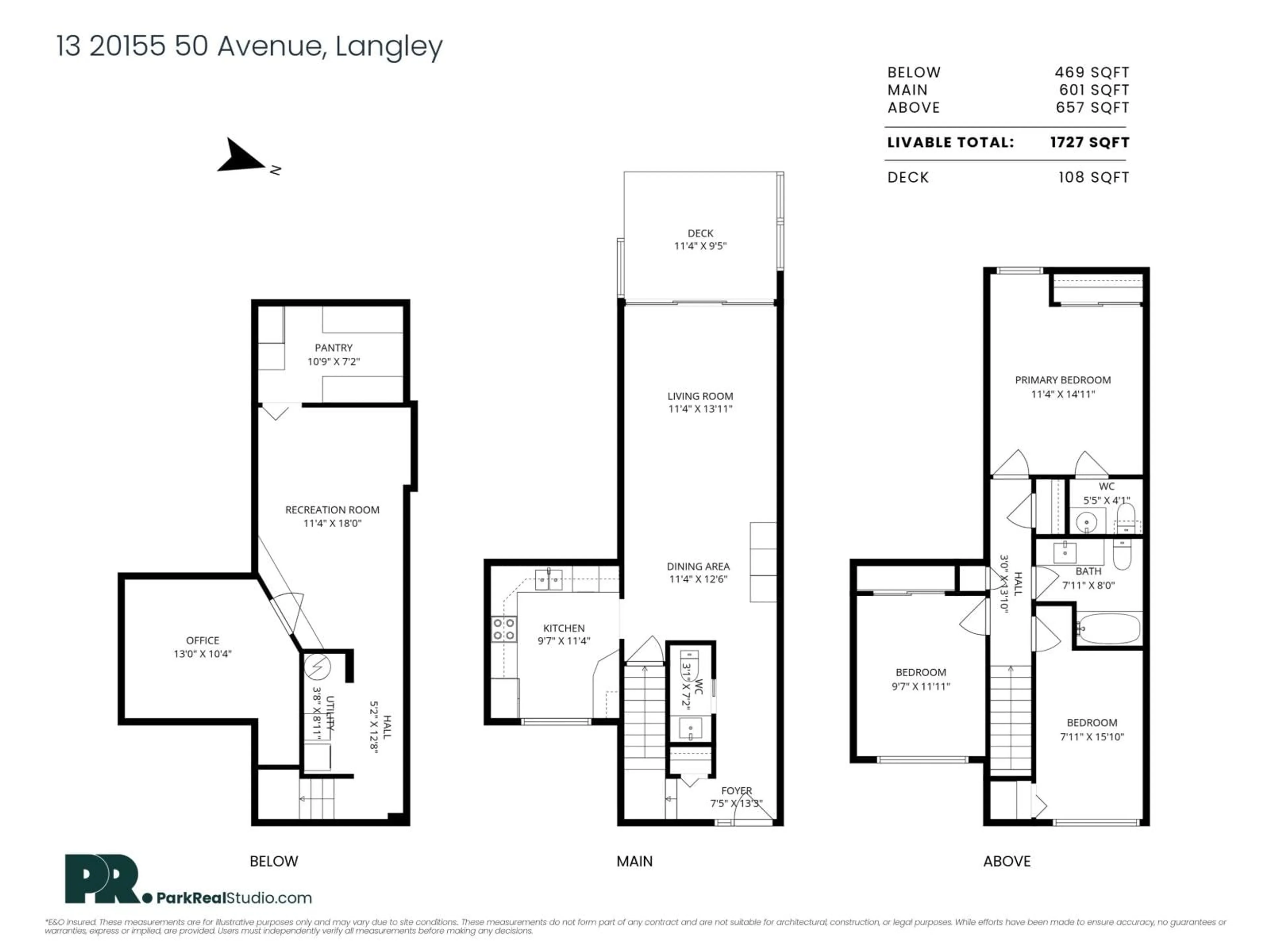 Floor plan for 13 - 20155 50 AVENUE, Langley British Columbia V3A6R8