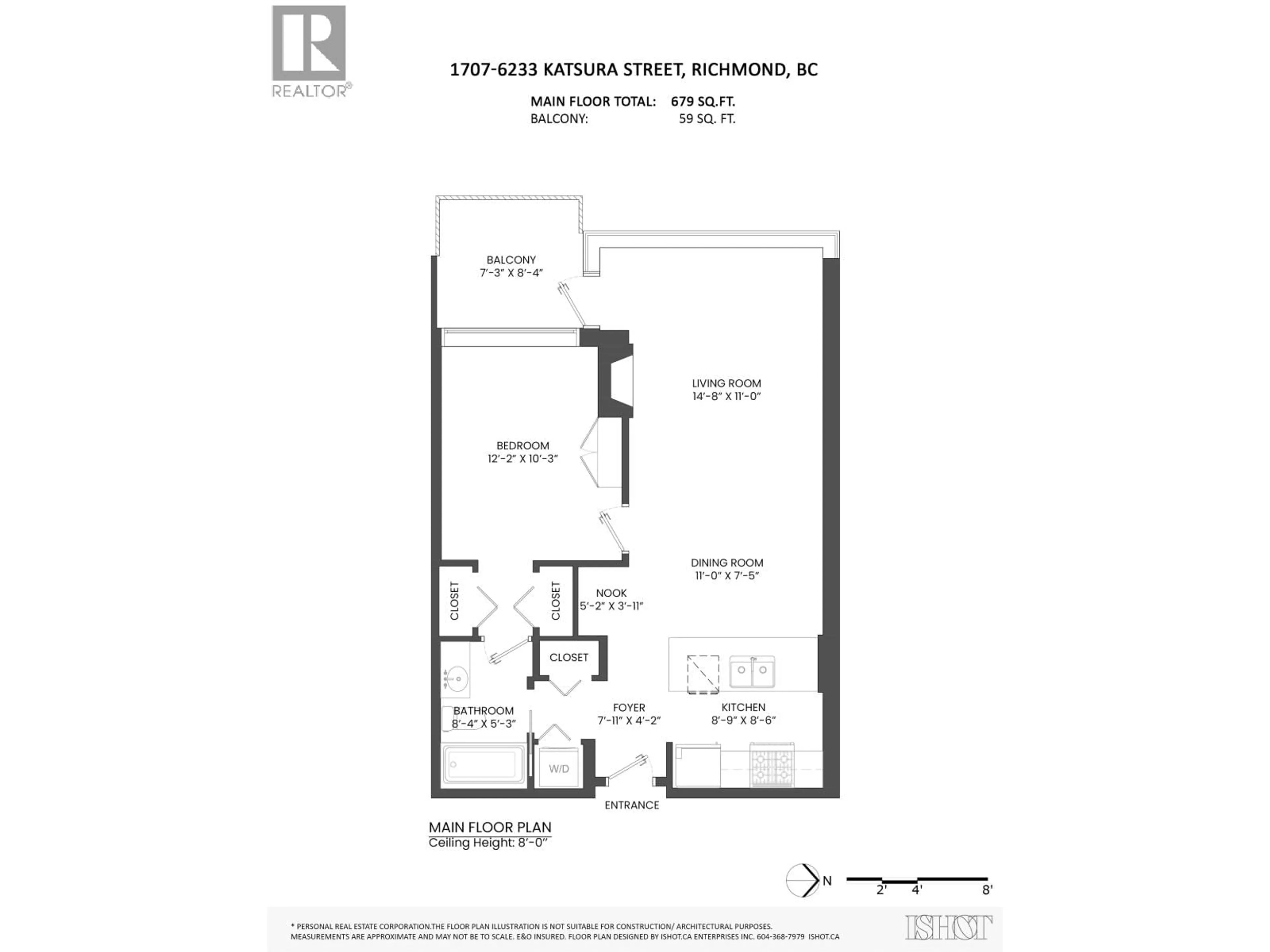 Floor plan for 1707 - 6233 KATSURA STREET, Richmond British Columbia V6Y4K1