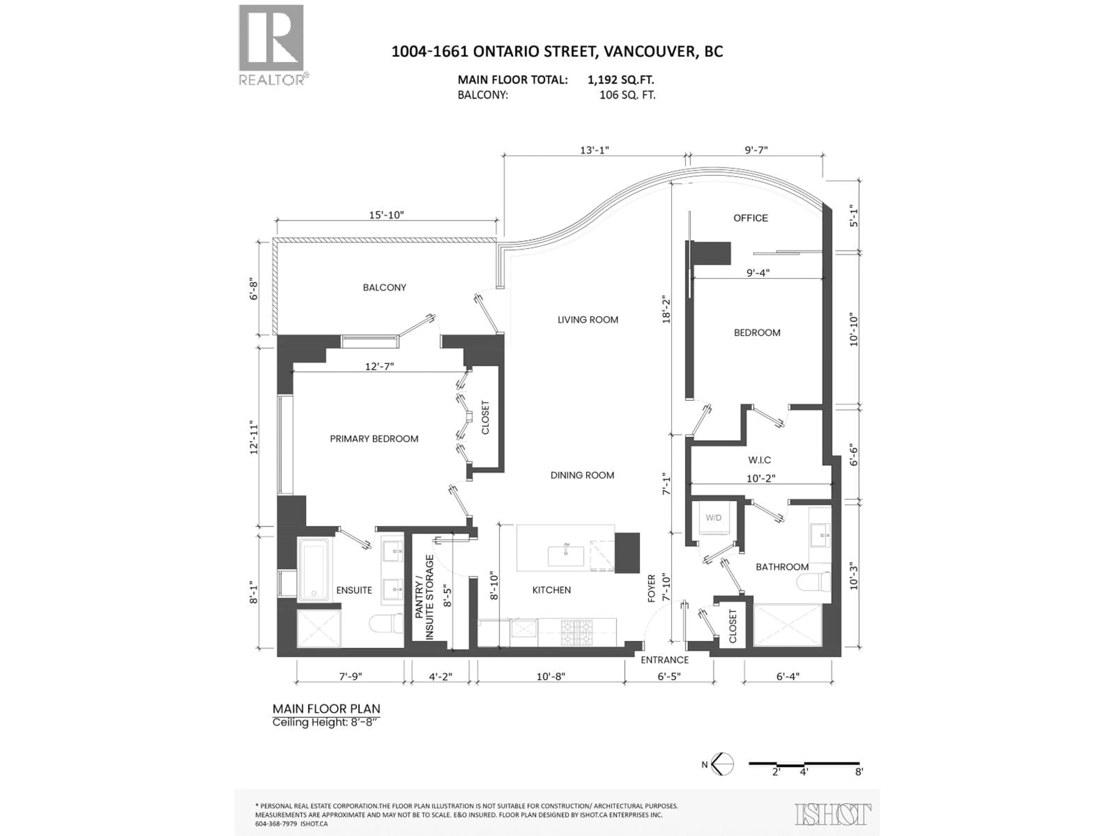 Floor plan for 1004 - 1661 ONTARIO STREET, Vancouver British Columbia V5Y0C3