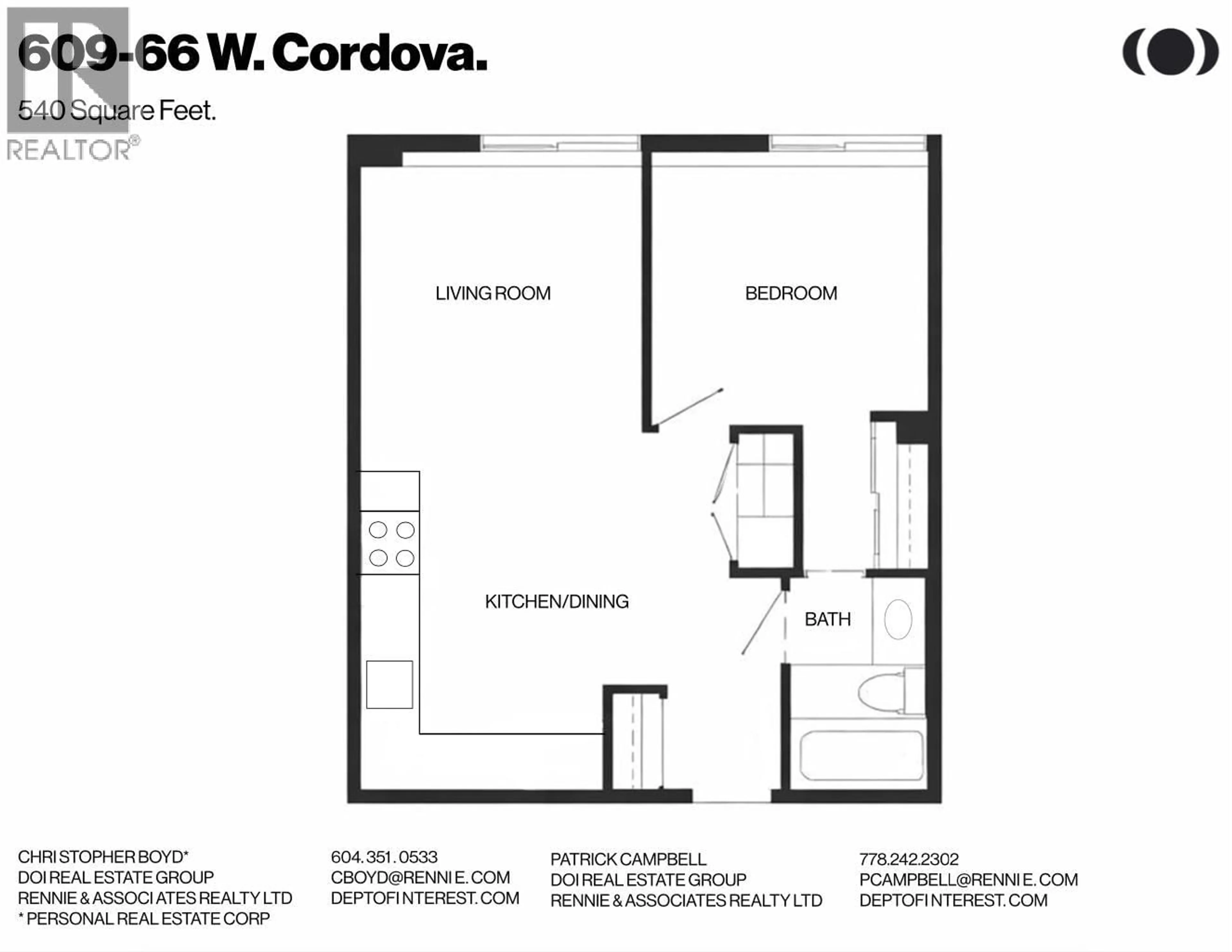 Floor plan for 609 - 66 CORDOVA STREET, Vancouver British Columbia V6B0L2