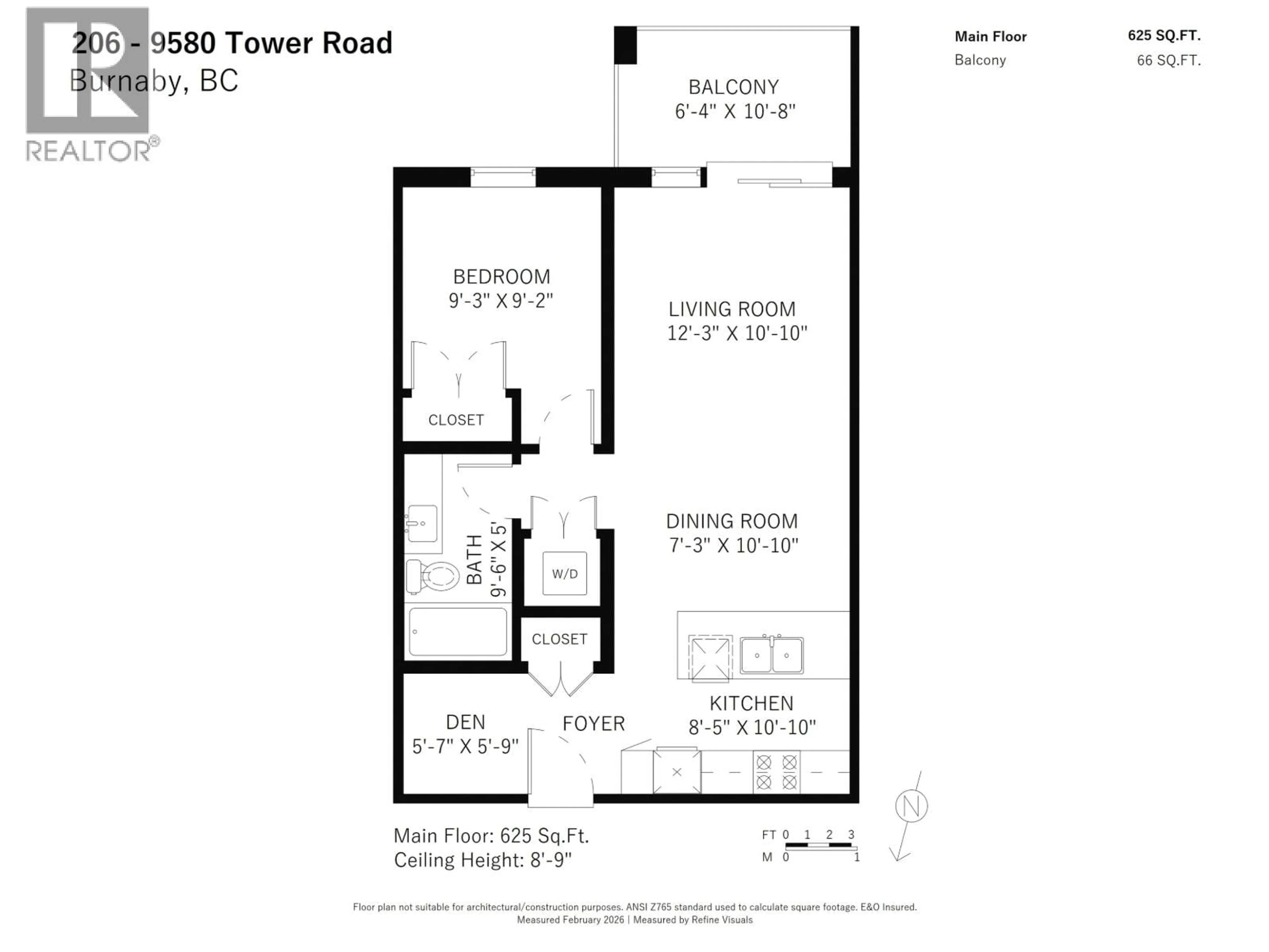 Floor plan for 206 - 9580 TOWER ROAD, Burnaby British Columbia V5A0G5