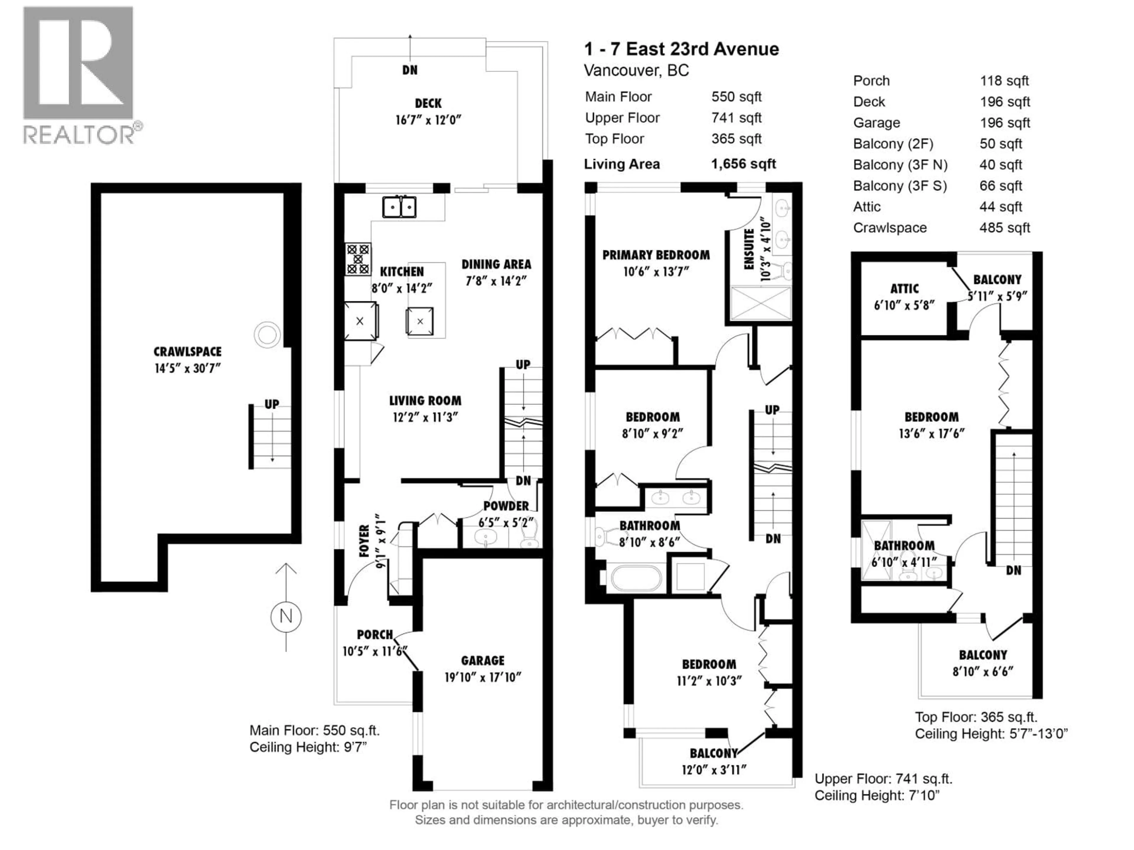 Floor plan for 1 - 7 23RD AVENUE, Vancouver British Columbia V5V1W8