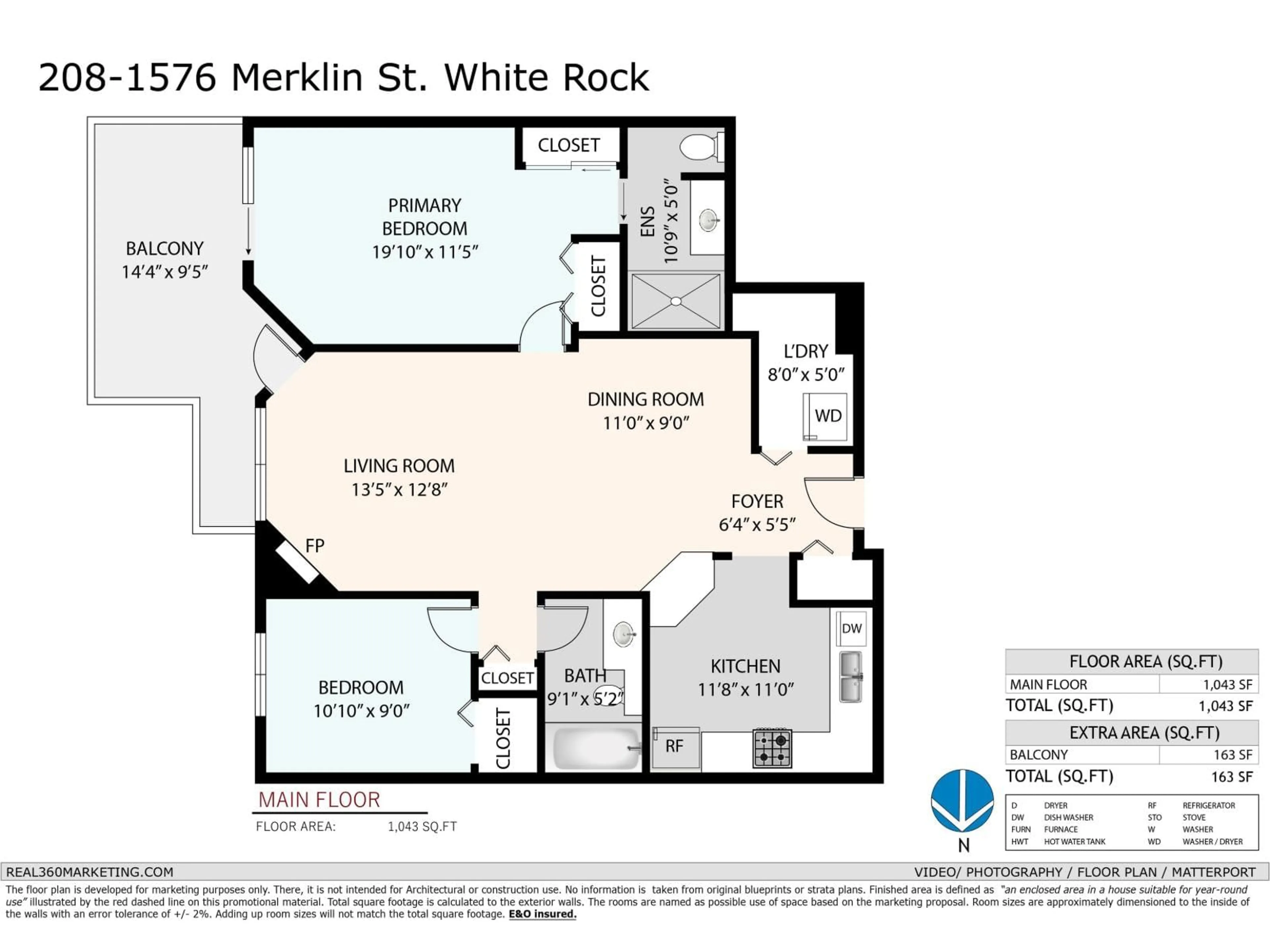 Floor plan for 208 - 1576 MERKLIN STREET, White Rock British Columbia V4B4K2