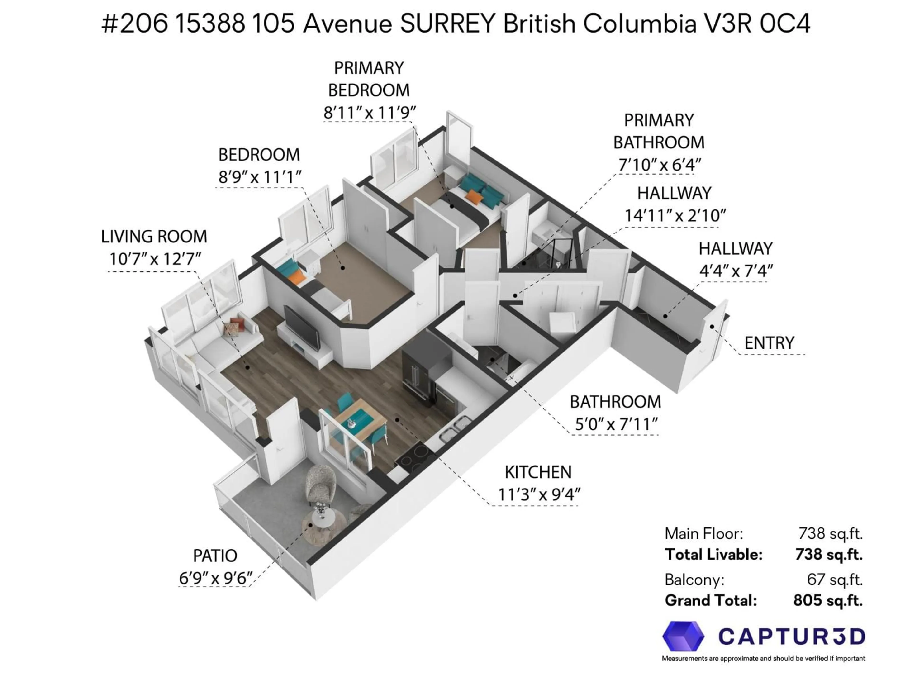 Floor plan for 206 - 15388 105 AVENUE, Surrey British Columbia V3R0C4