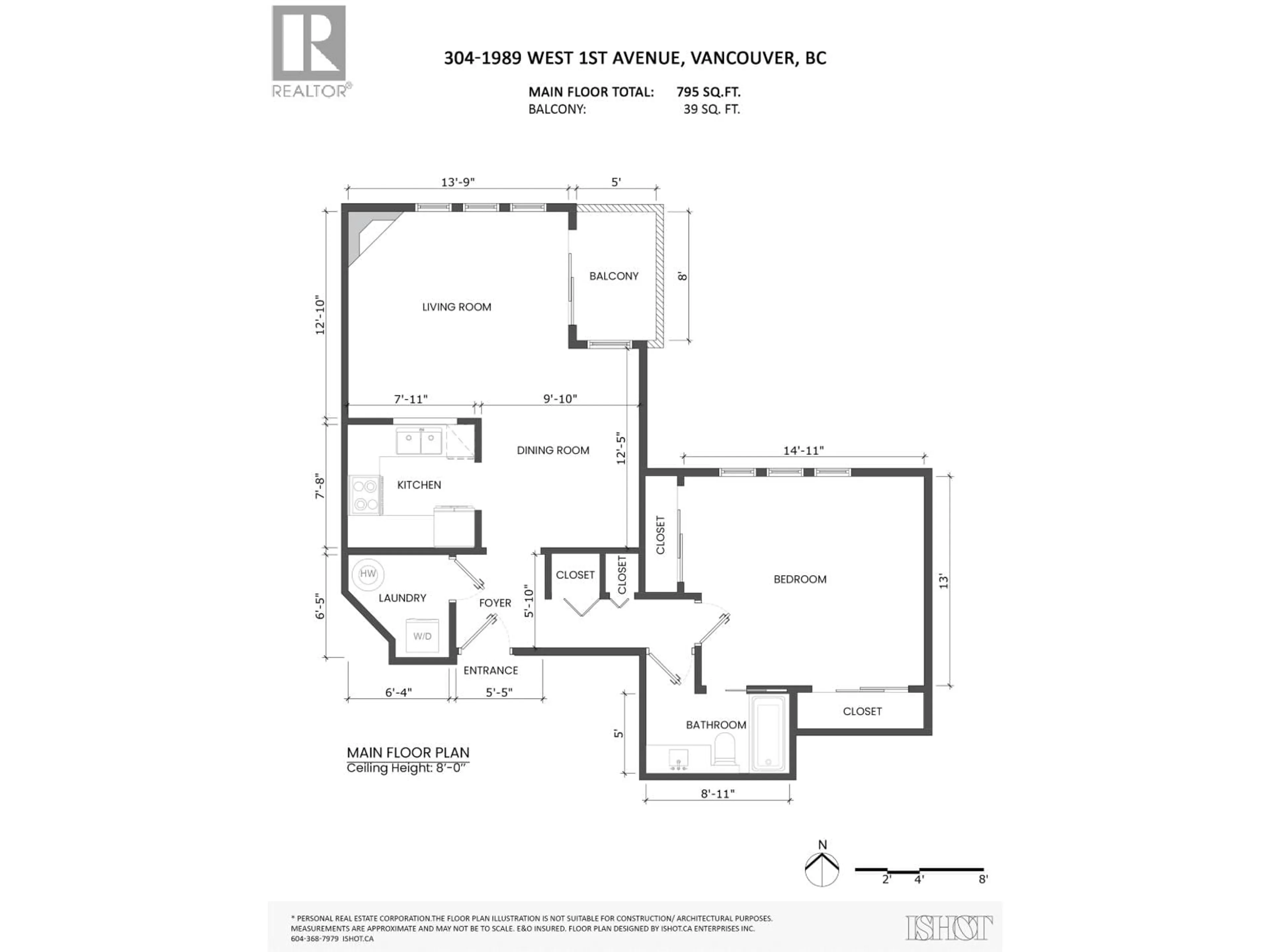 Floor plan for 304 - 1989 1ST AVENUE, Vancouver British Columbia V6J1G7