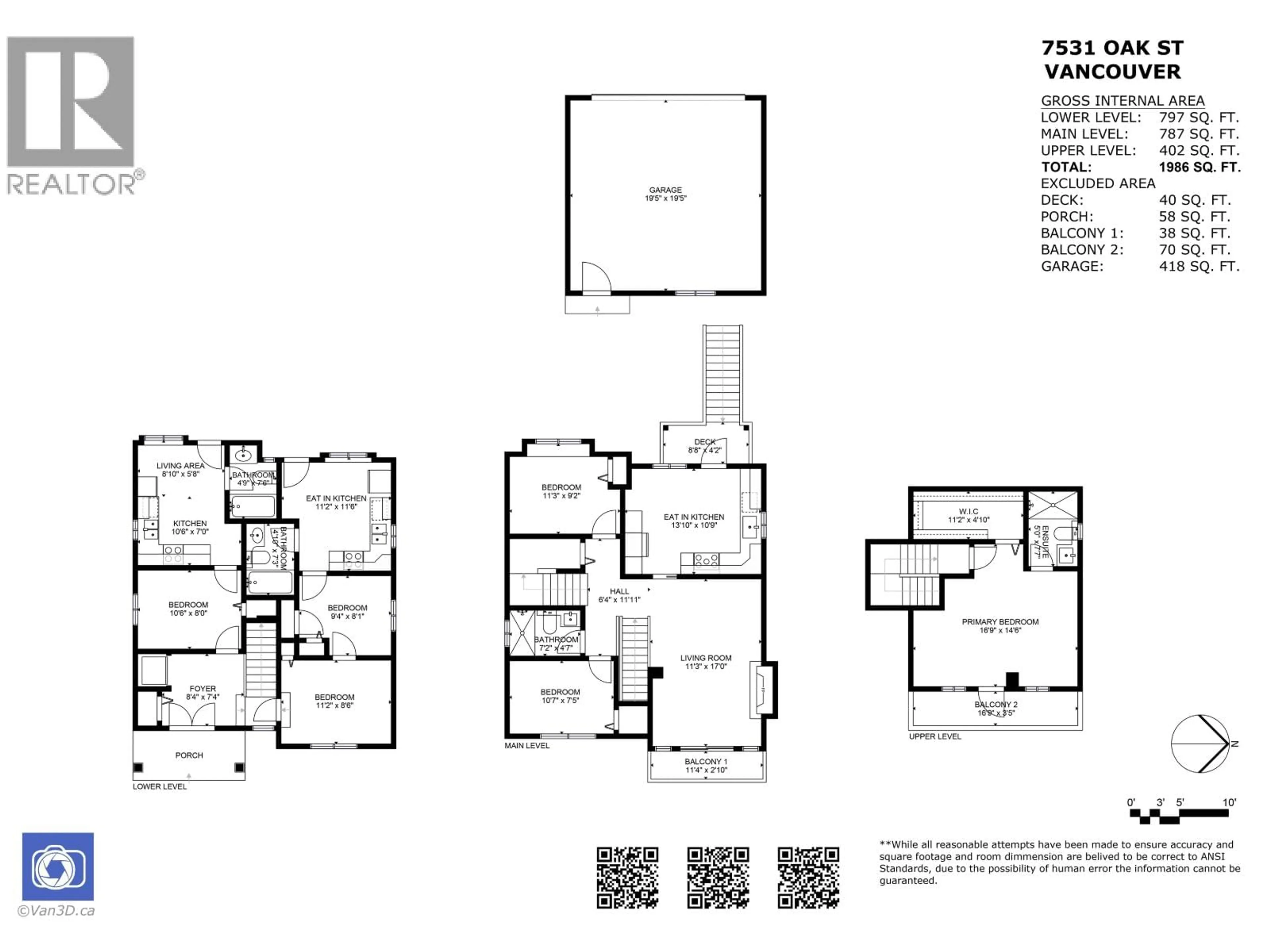 Floor plan for 7531 OAK STREET, Vancouver British Columbia V6P4A4