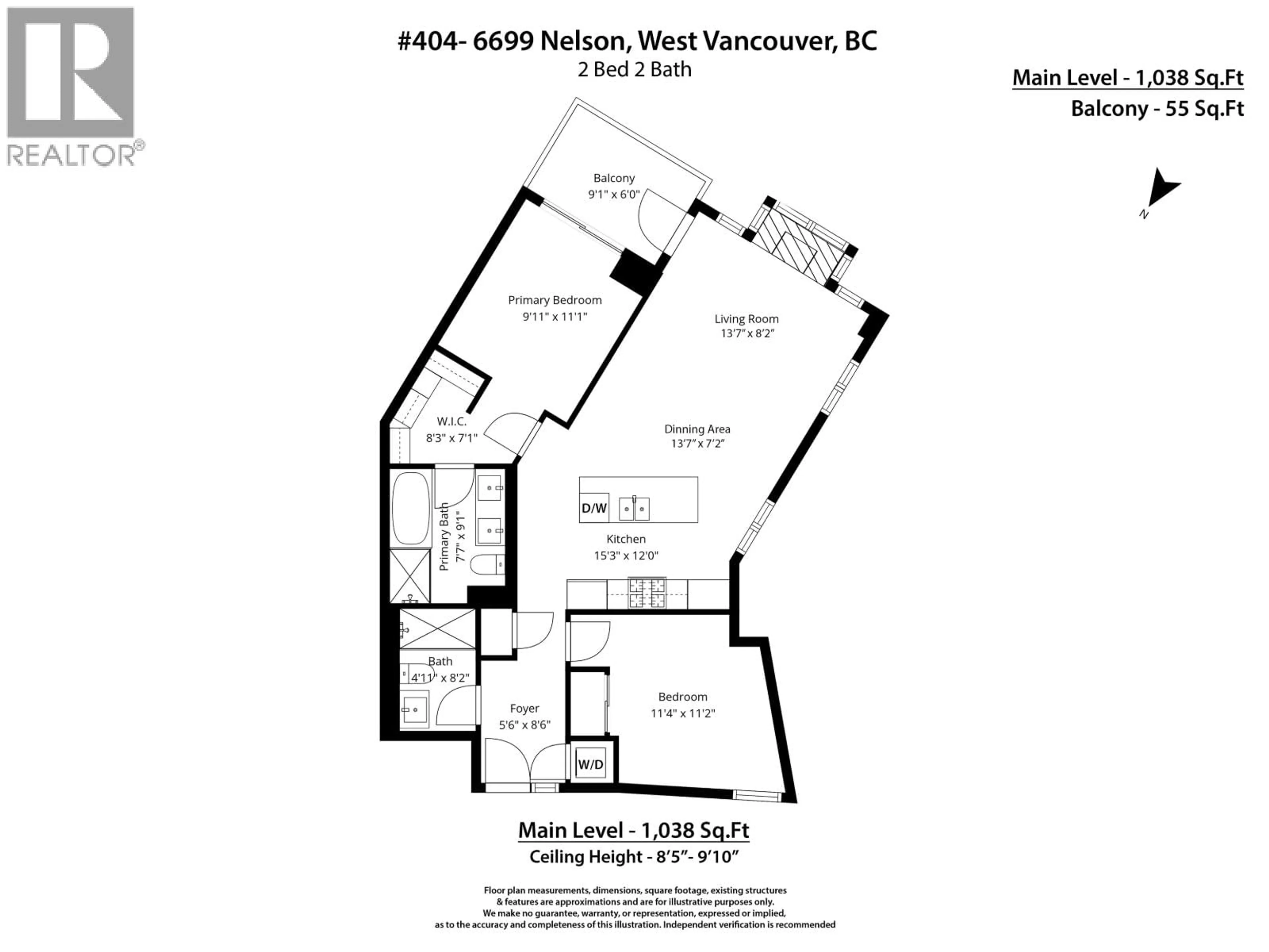 Floor plan for 404 - 6699 NELSON AVENUE, West Vancouver British Columbia V7W2B2