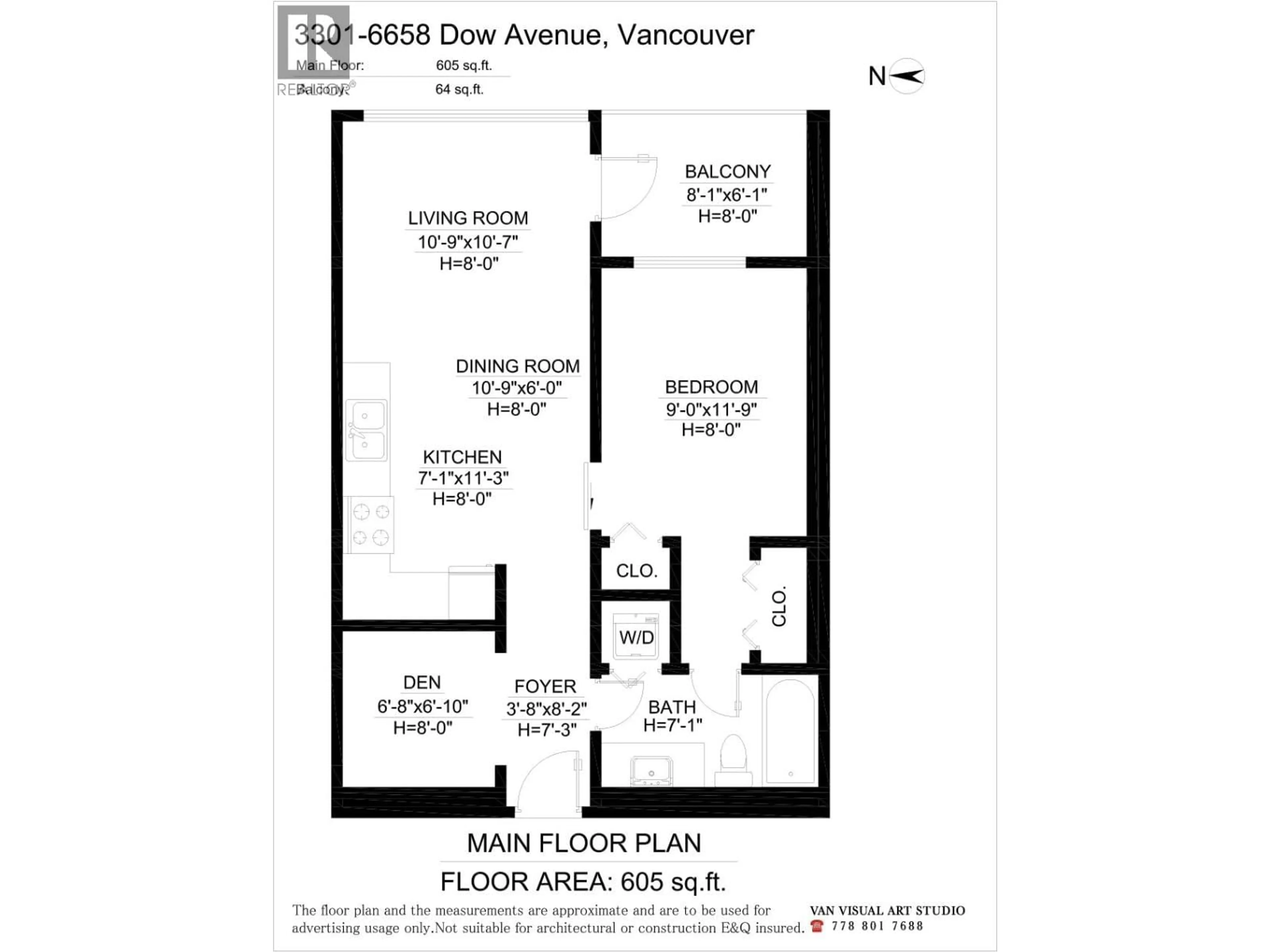 Floor plan for 3301 - 6658 DOW AVENUE, Burnaby British Columbia V5H0C7