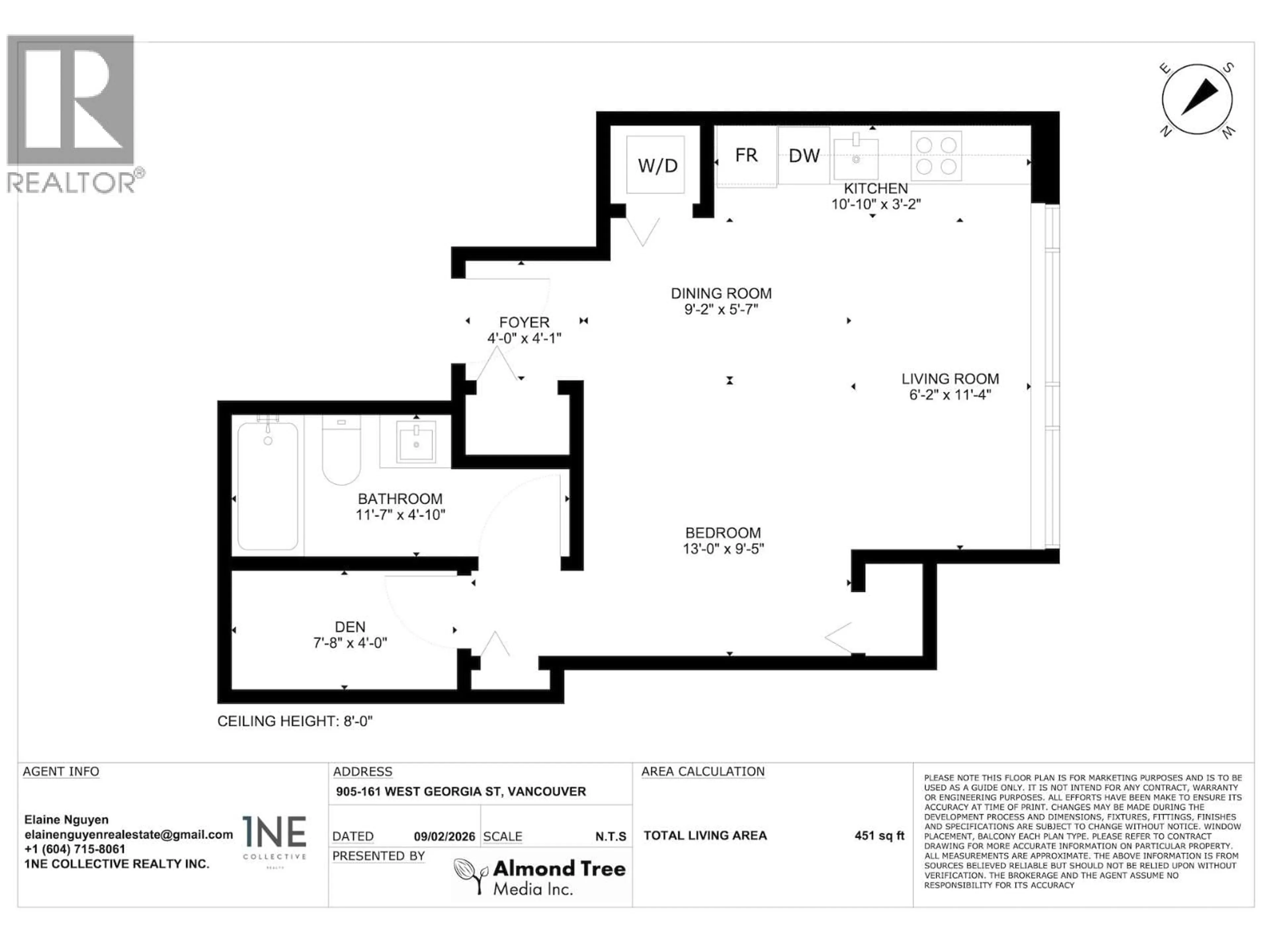 Floor plan for 905 - 161 GEORGIA STREET, Vancouver British Columbia V6B0K9