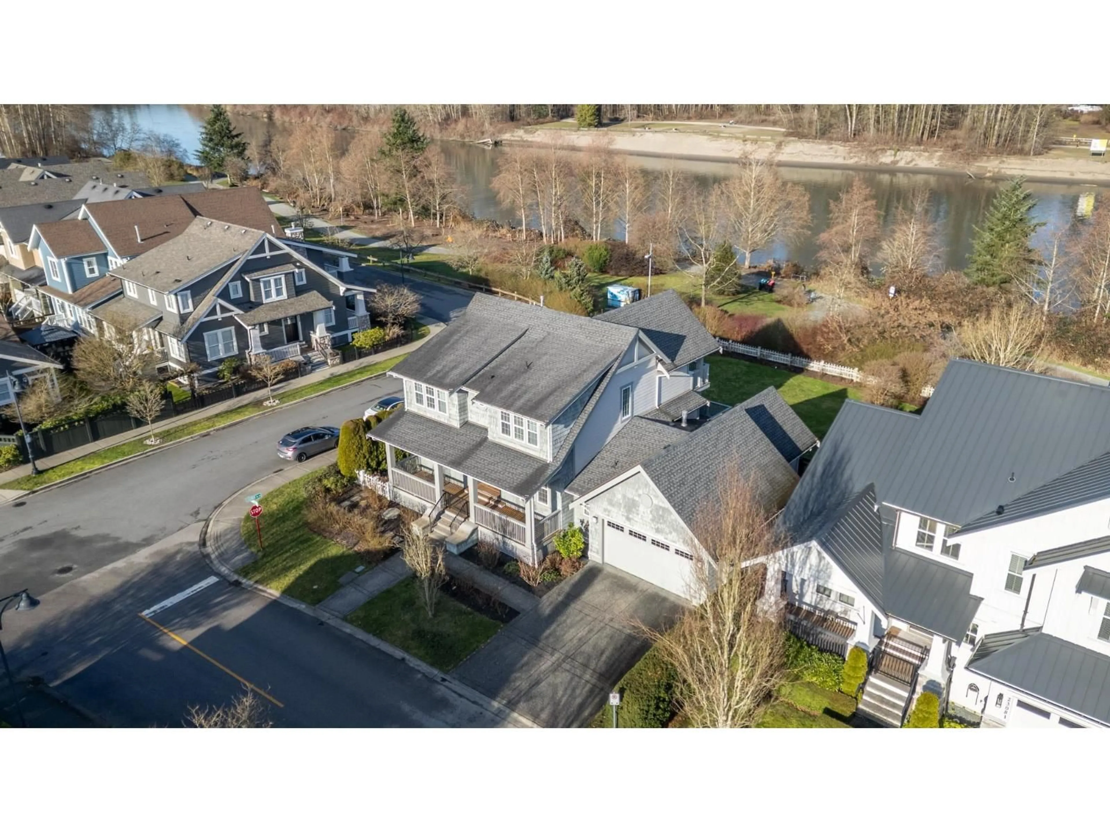 A pic from outside/outdoor area/front of a property/back of a property/a pic from drone, water/lake/river/ocean view for 23073 MUENCH TRAIL, Langley British Columbia V1M4G6