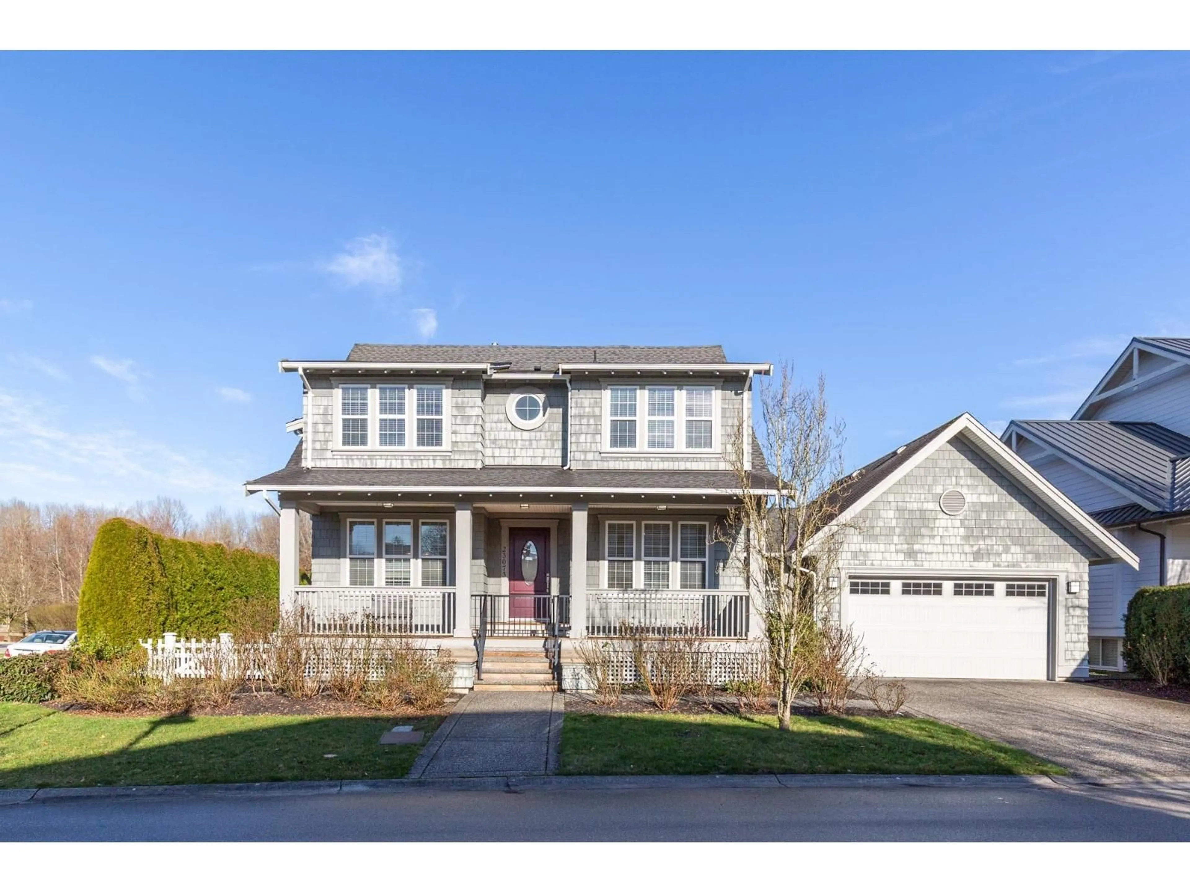 Home with vinyl exterior material, street for 23073 MUENCH TRAIL, Langley British Columbia V1M4G6