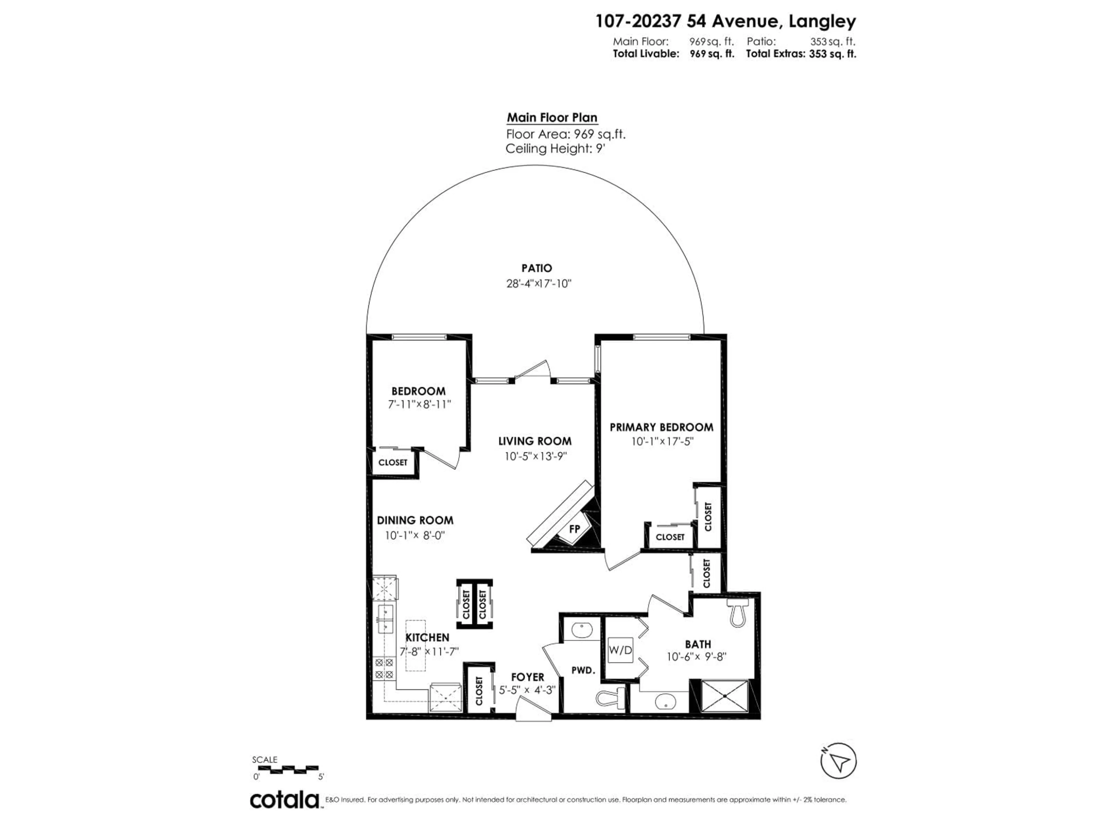 Floor plan for 107 - 20237 54 AVENUE, Langley British Columbia V3A3W2