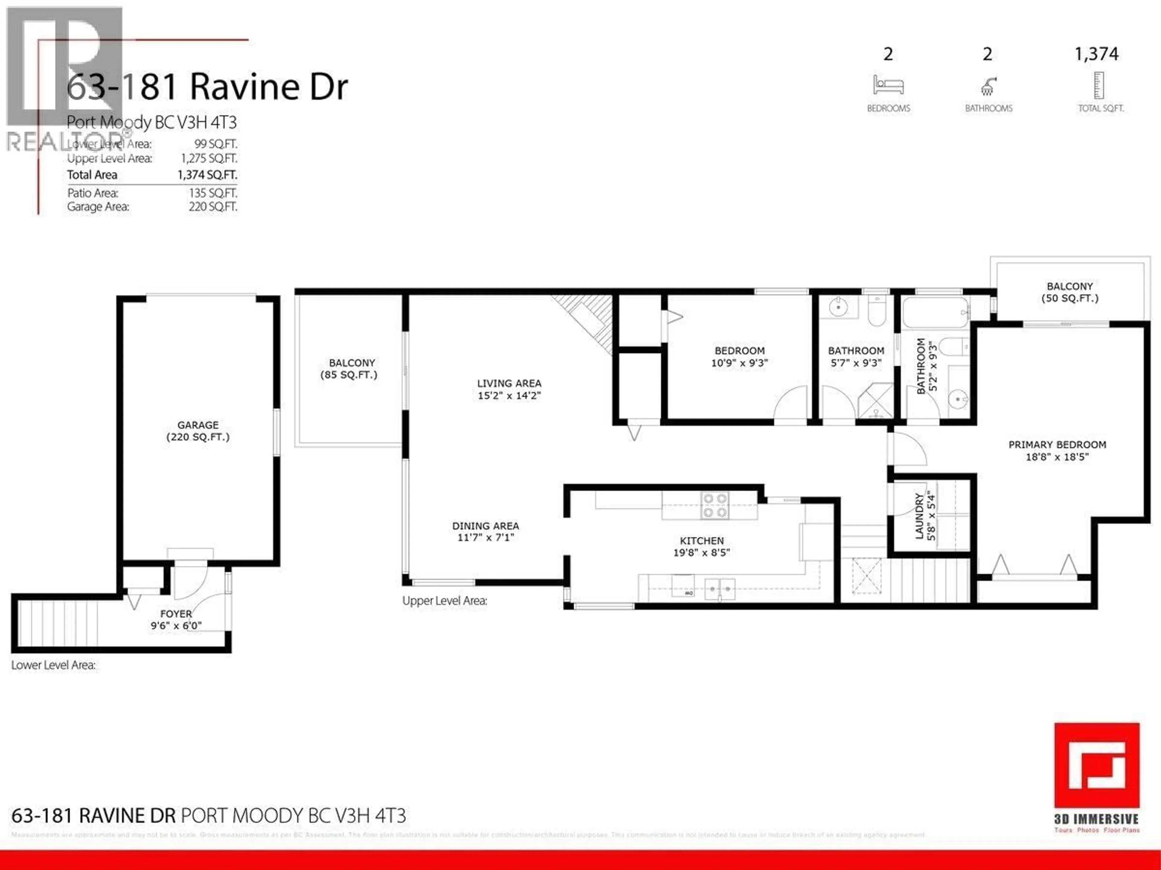 Floor plan for 63 - 181 RAVINE DRIVE, Port Moody British Columbia V3H4T3