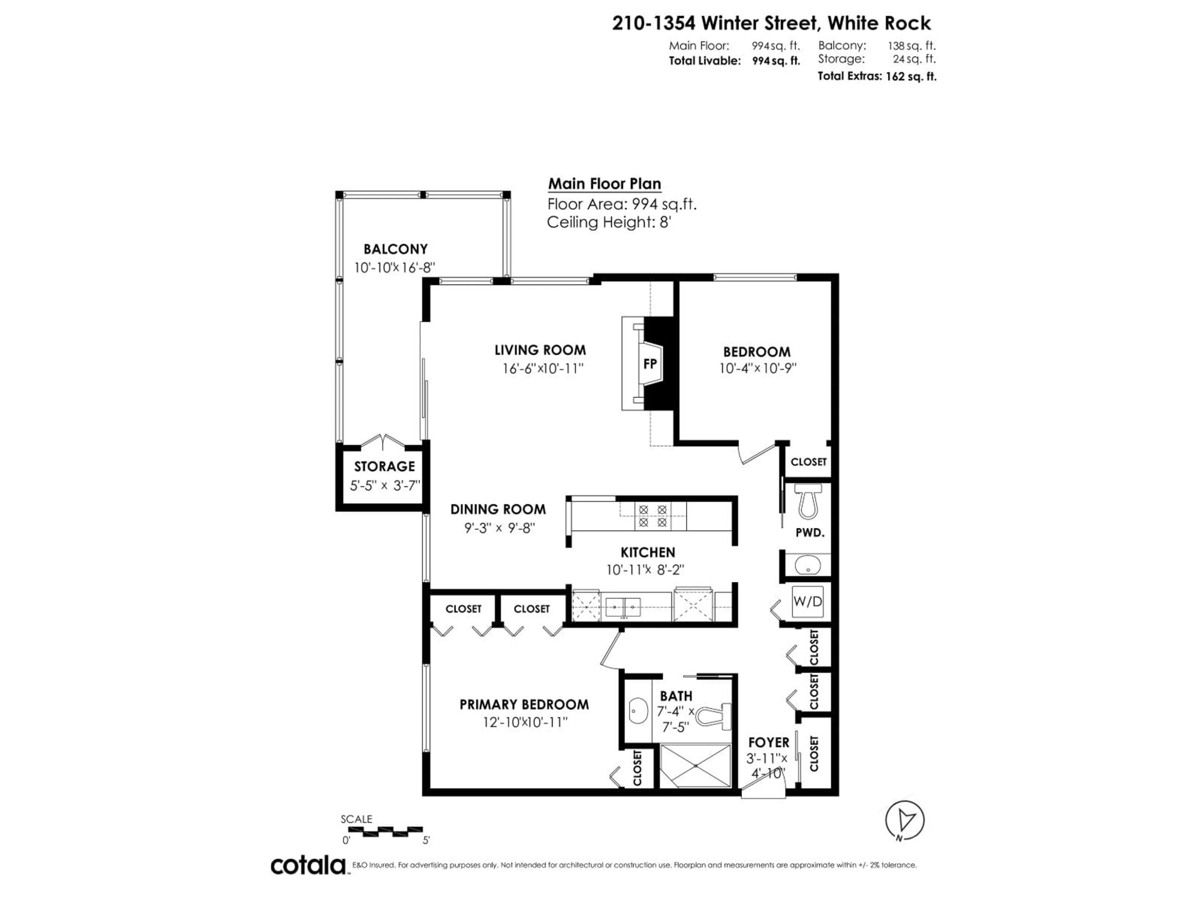 Floor plan for 210 - 1354 WINTER STREET, White Rock British Columbia V4B3Y1