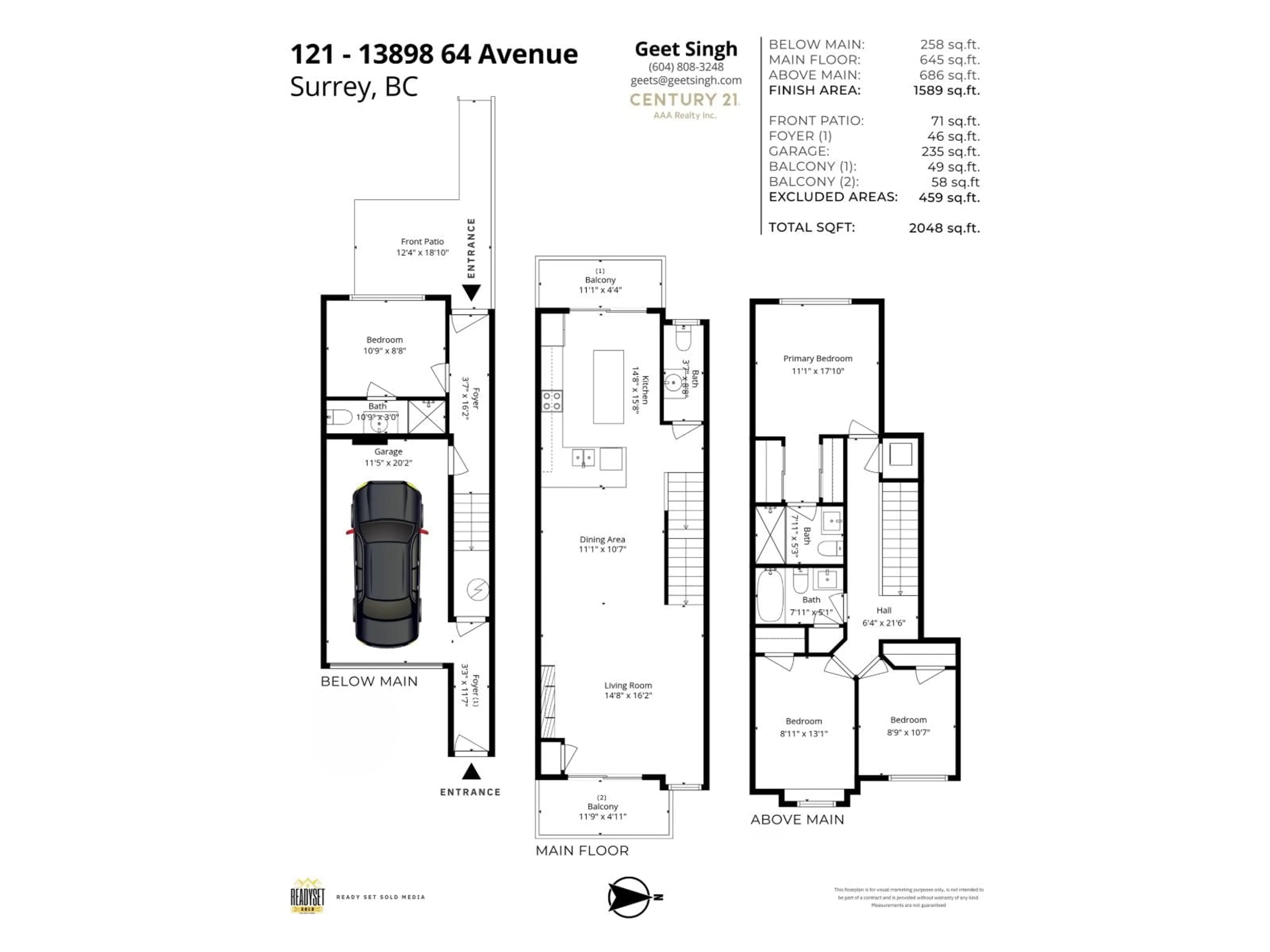 Floor plan for 121 - 13898 64 AVENUE, Surrey British Columbia V3W1L6