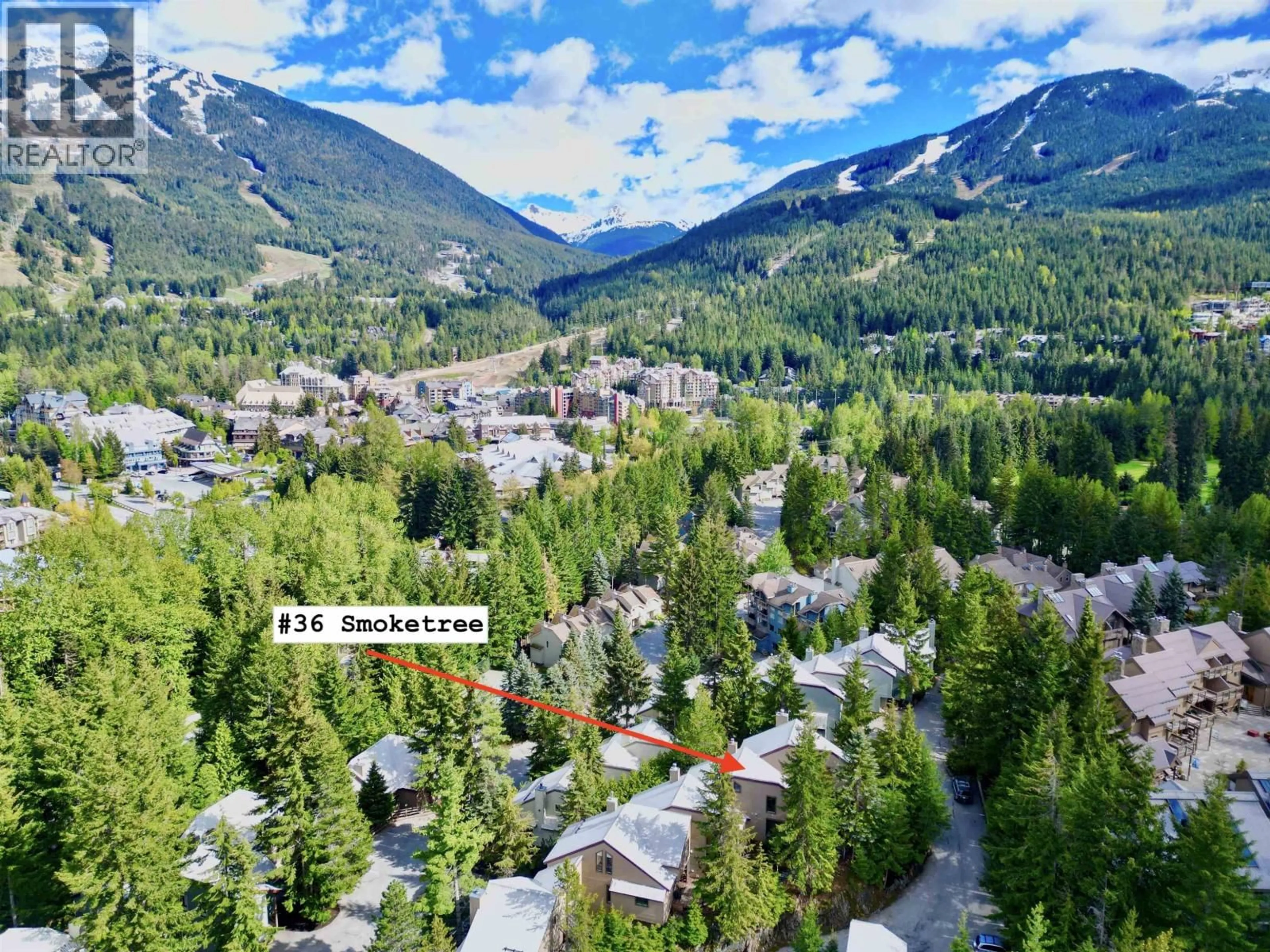 A pic from outside/outdoor area/front of a property/back of a property/a pic from drone, mountain view for 36 - 6125 EAGLE DRIVE, Whistler British Columbia V8E0W3