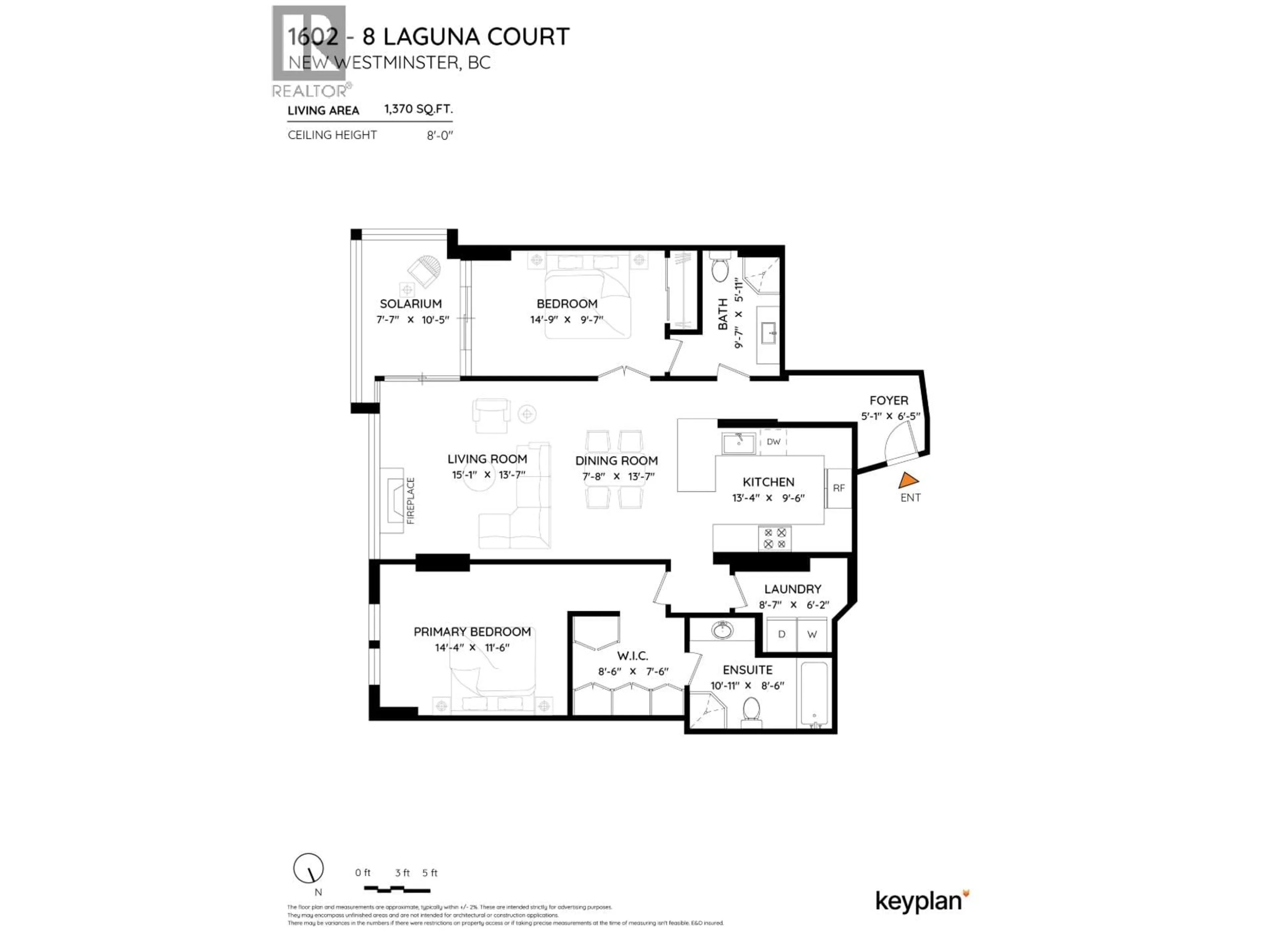 Floor plan for 1602 - 8 LAGUNA COURT, New Westminster British Columbia V3M6M6
