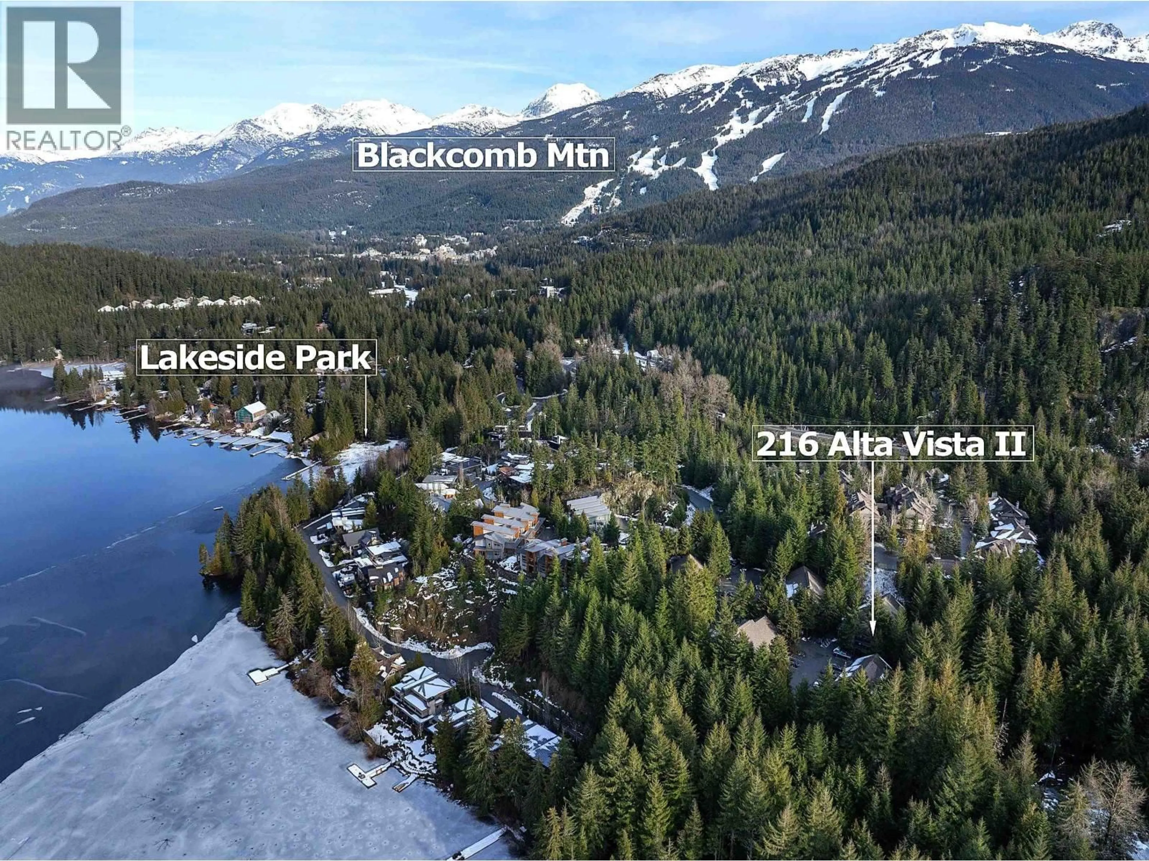 A pic from outside/outdoor area/front of a property/back of a property/a pic from drone, mountain view for 216 - 3070 HILLCREST DRIVE, Whistler British Columbia V8E0V1