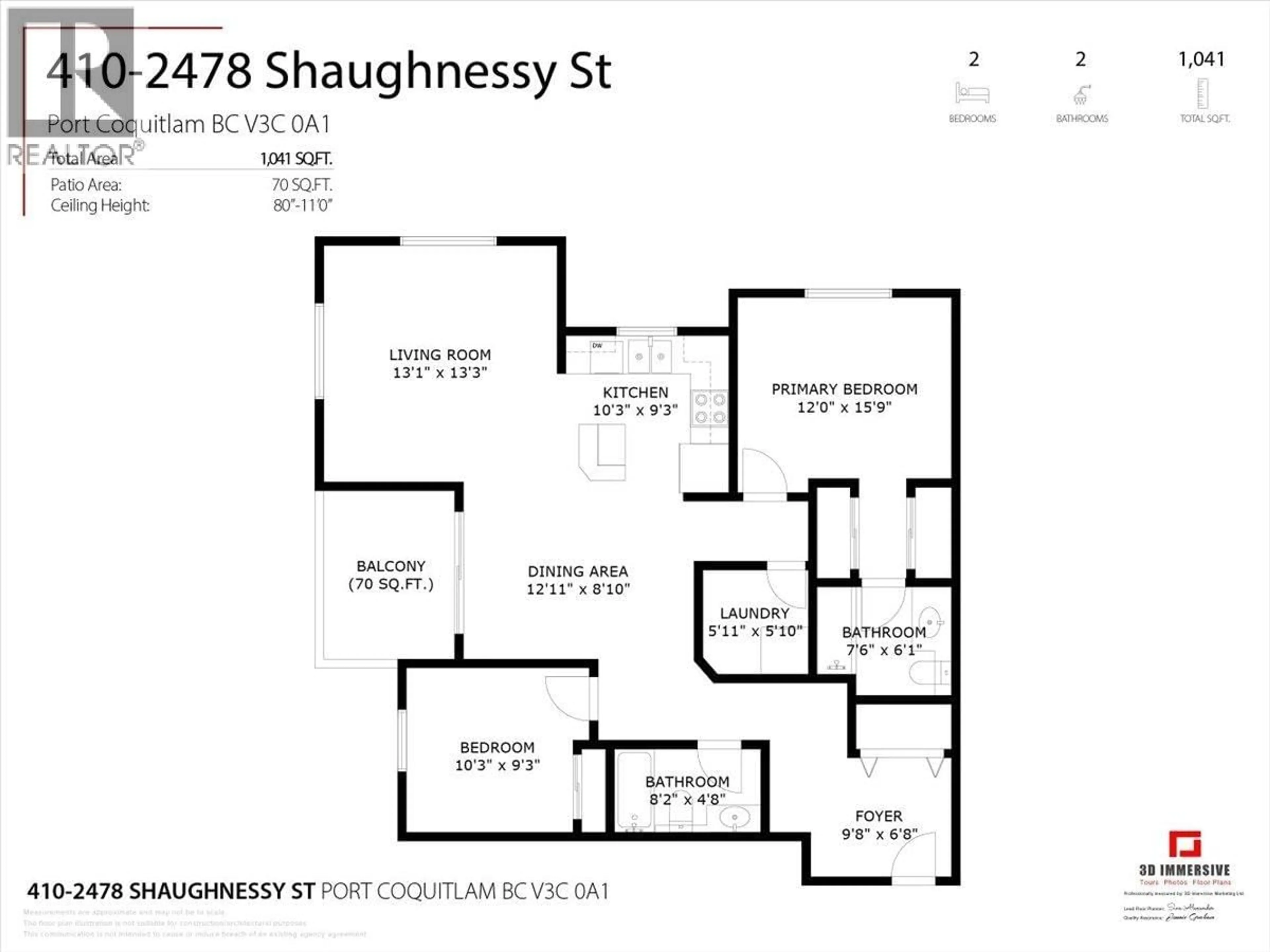 Floor plan for 410 - 2478 SHAUGHNESSY STREET, Port Coquitlam British Columbia V3C0A1