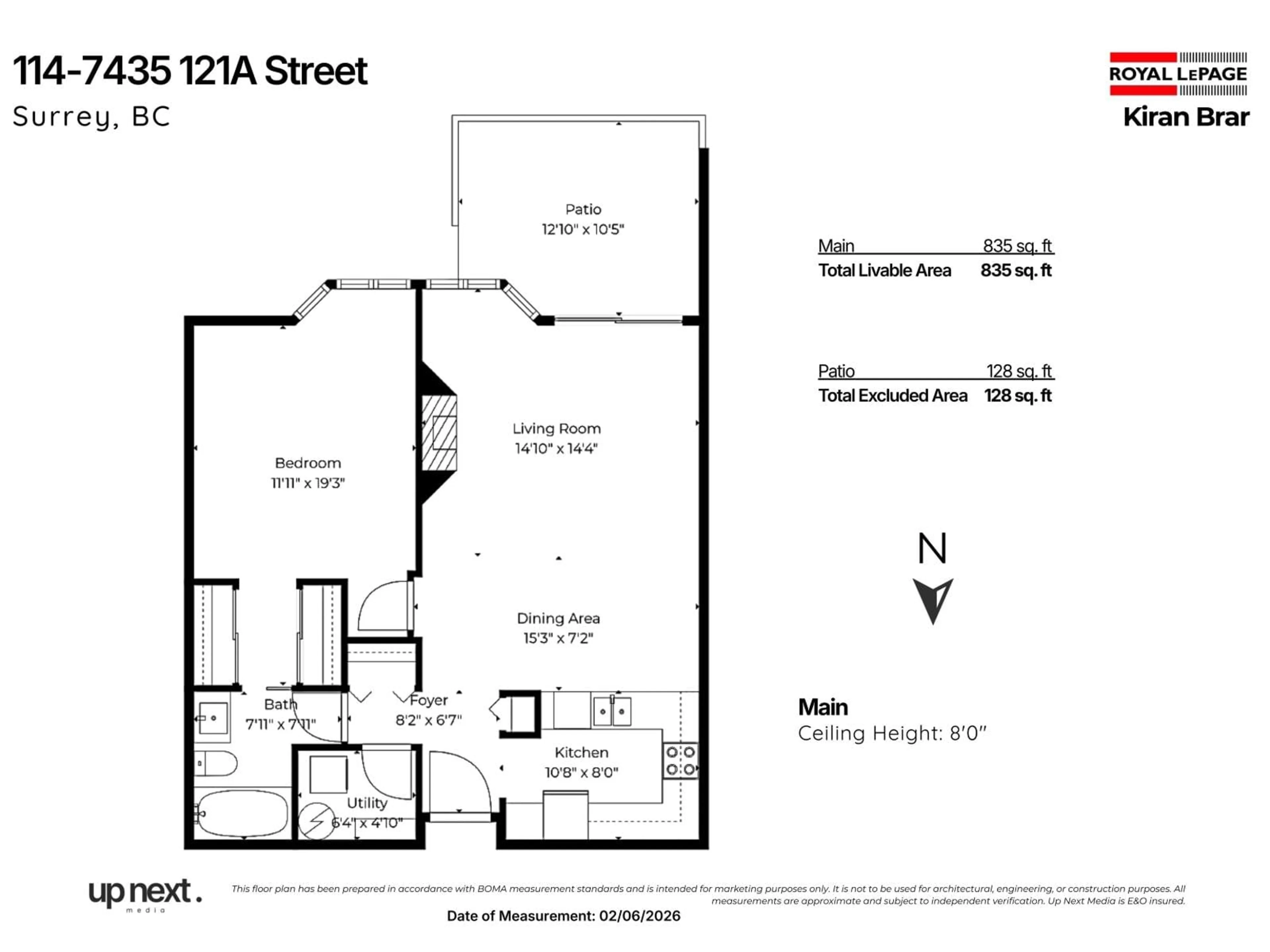 Floor plan for 114 - 7435 121A STREET, Surrey British Columbia V3W0W8