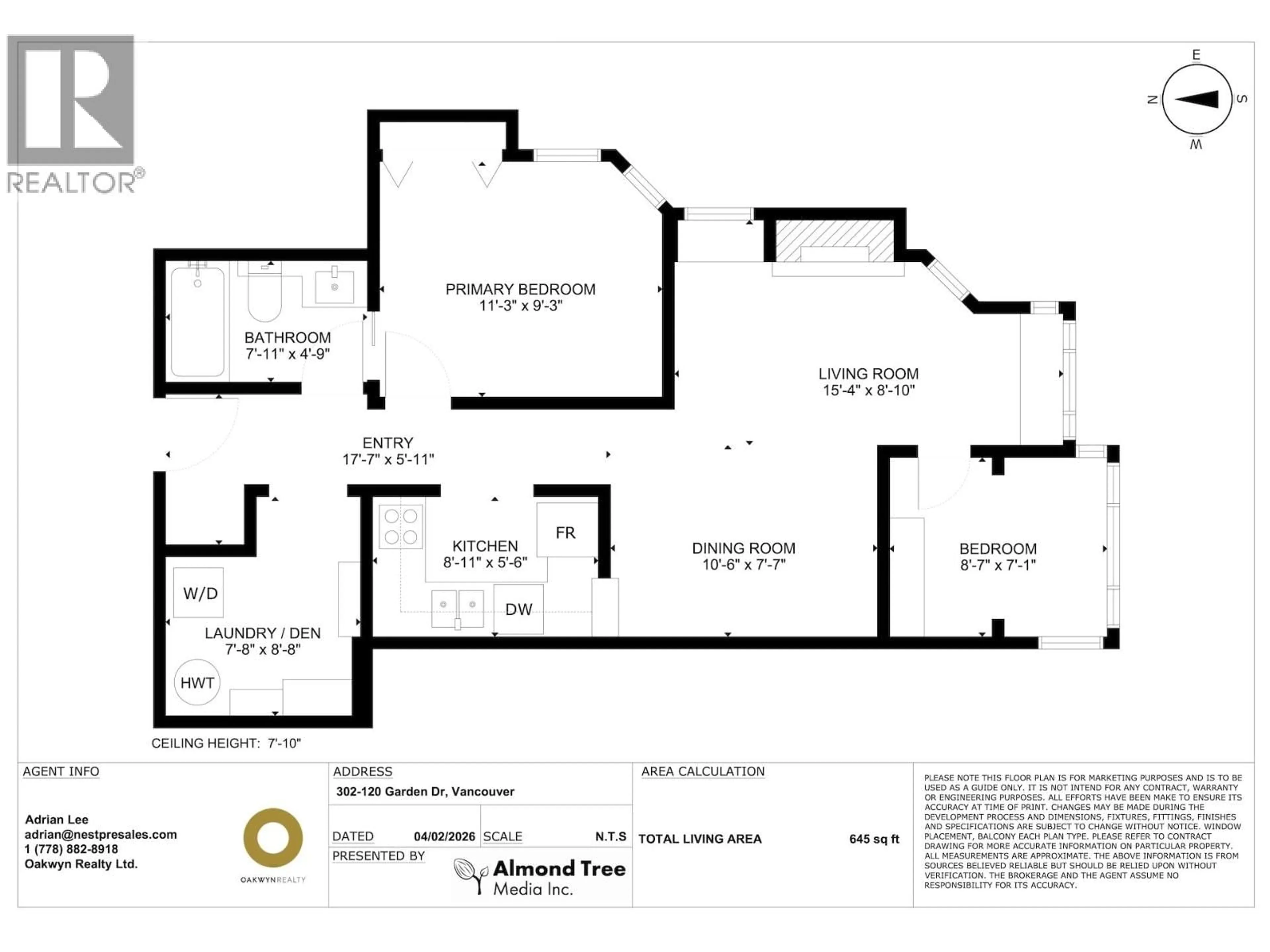 Floor plan for 302 - 120 GARDEN DRIVE, Vancouver British Columbia V5L4P4