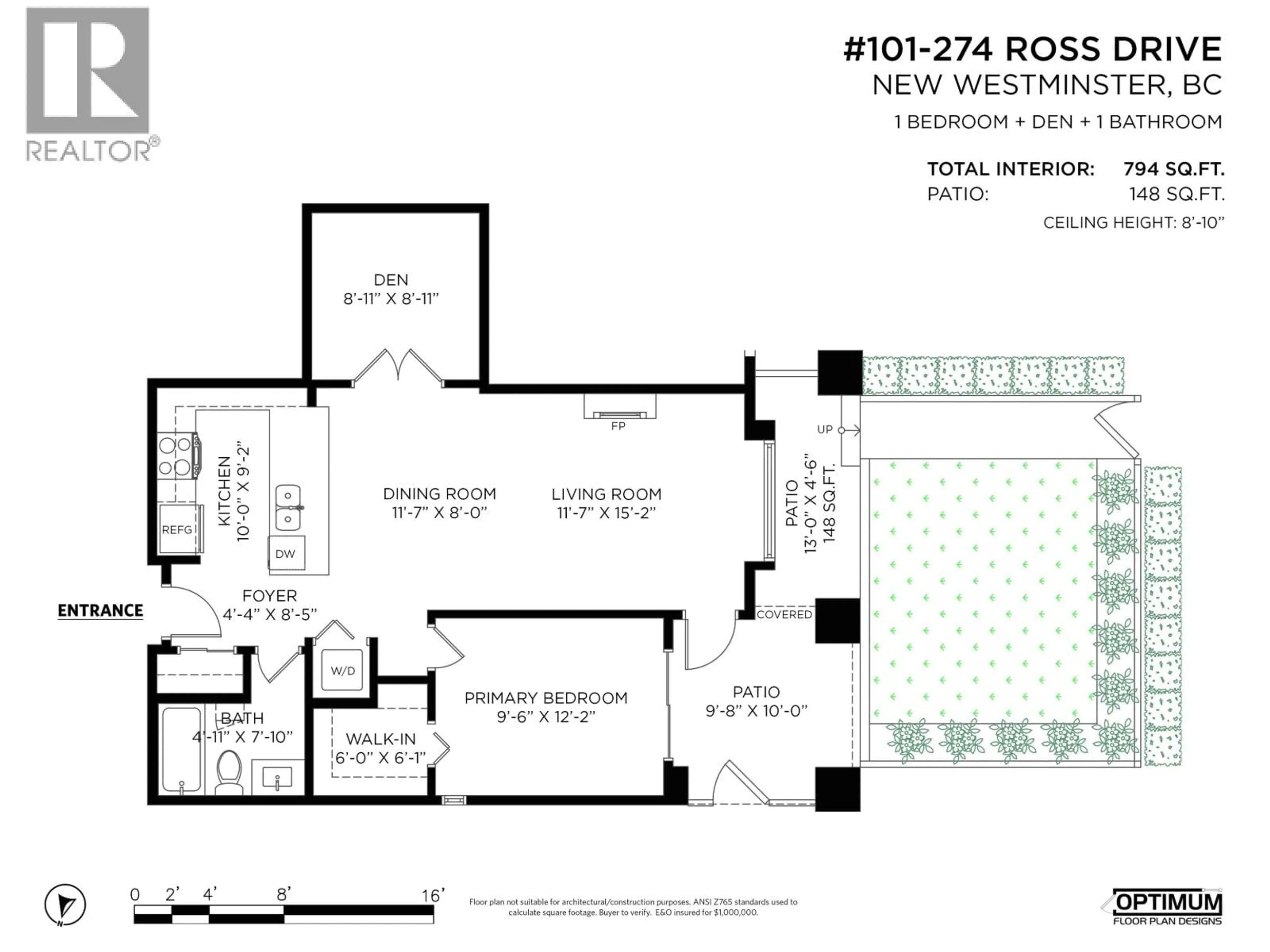 Floor plan for 101 - 275 ROSS DRIVE, New Westminster British Columbia V3L0B6