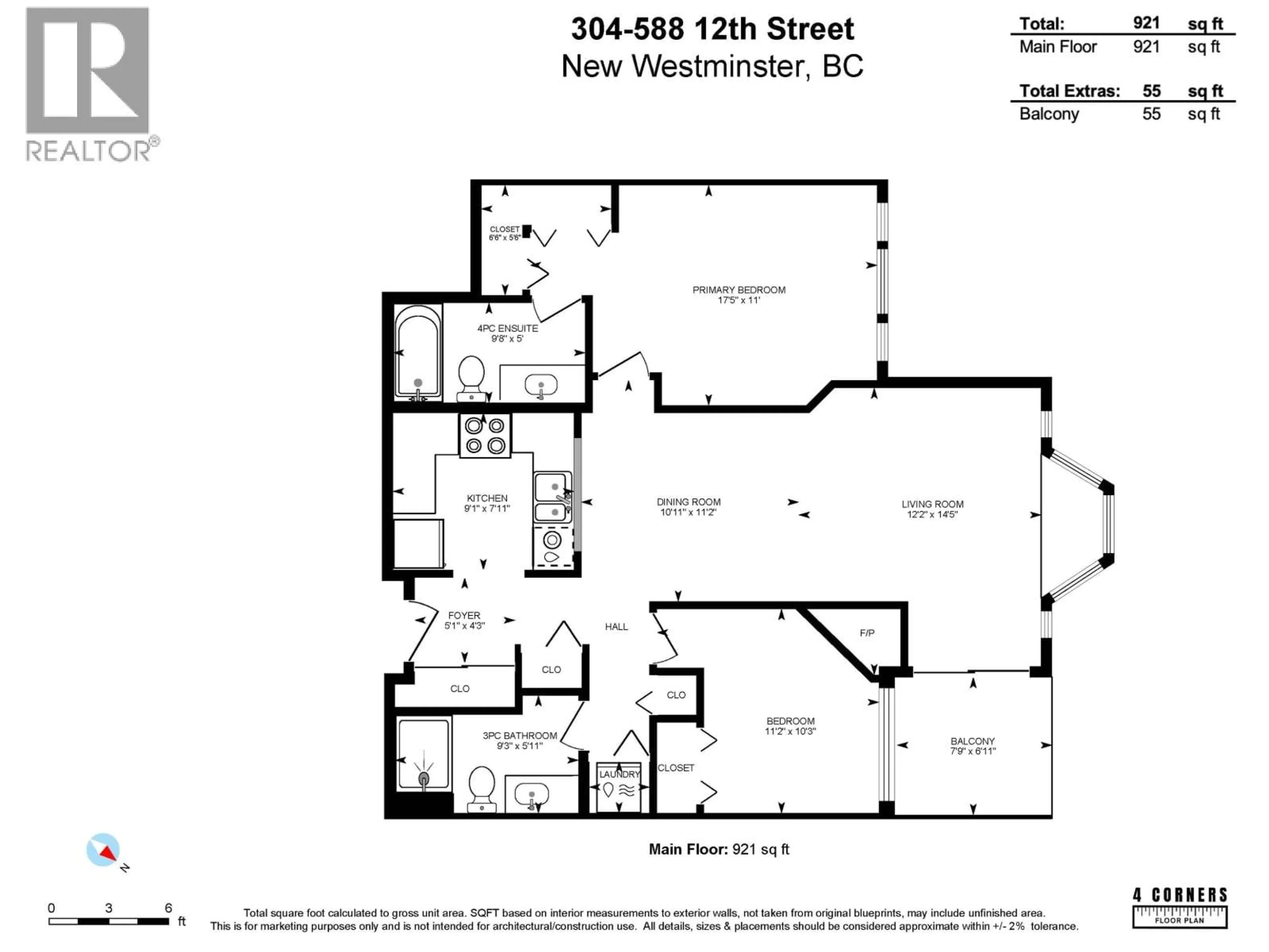 Floor plan for 304 - 588 TWELFTH STREET, New Westminster British Columbia V3M4H9