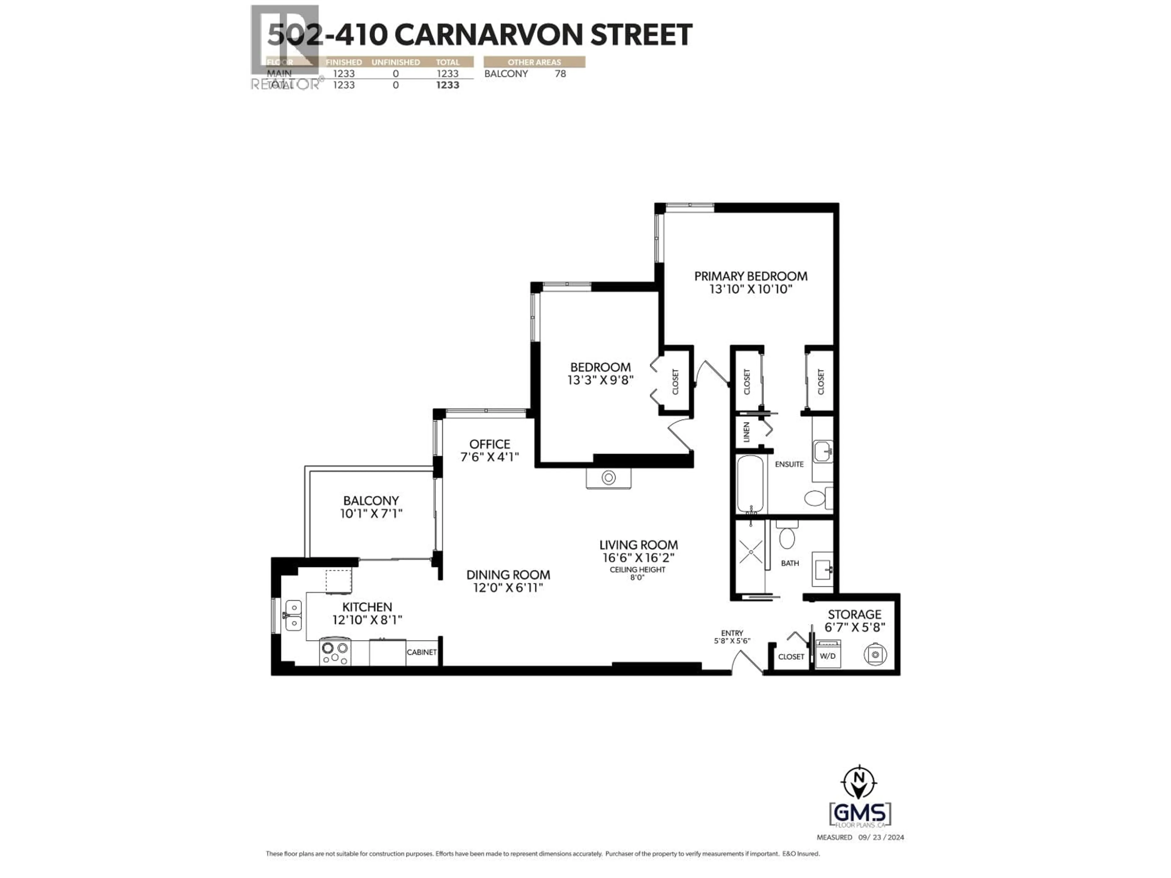 Floor plan for 502 - 410 CARNARVON STREET, New Westminster British Columbia V3L5N9