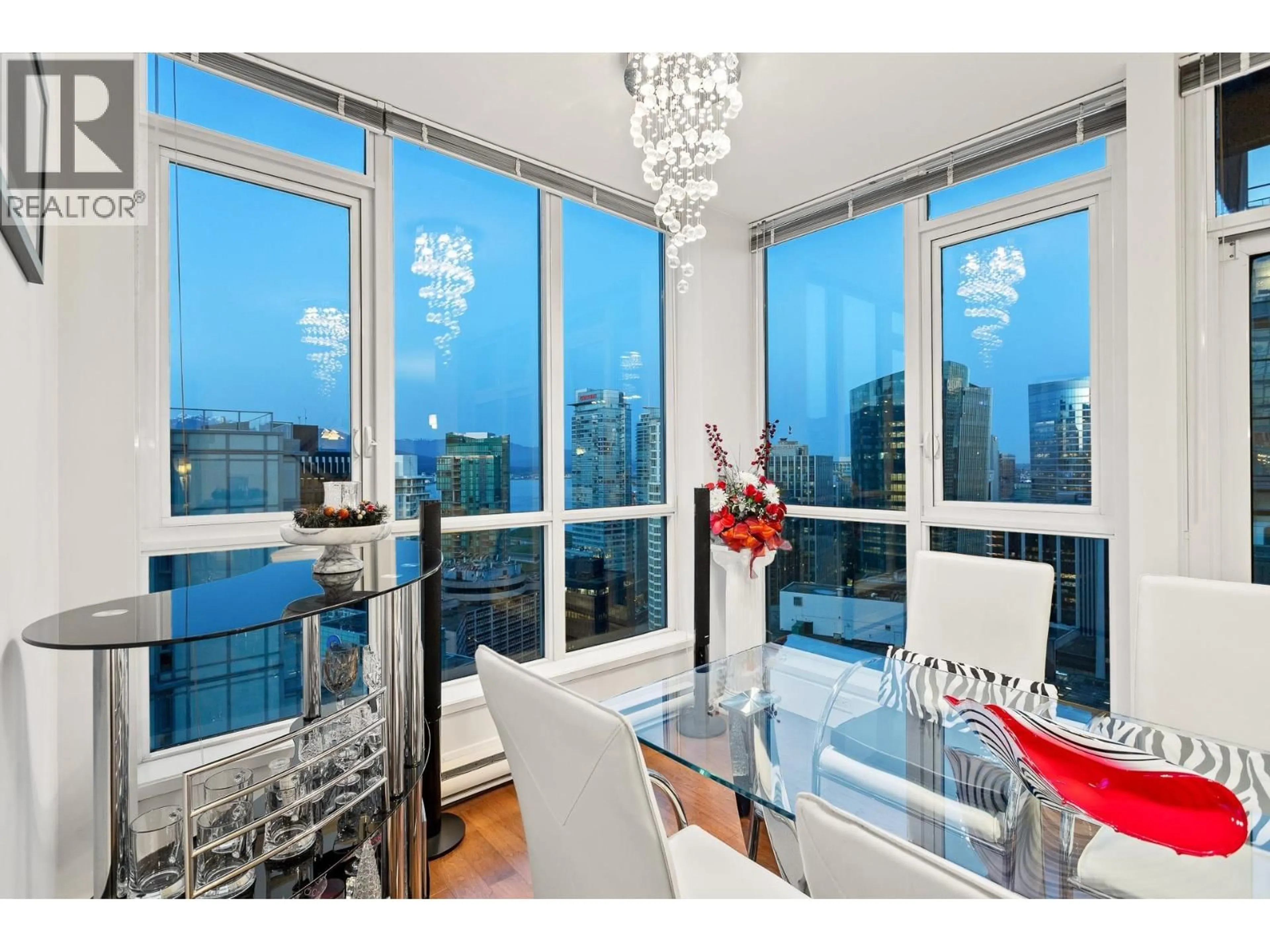 Dining room, wood/laminate floor for 3303 - 1189 MELVILLE STREET, Vancouver British Columbia V6E4T8