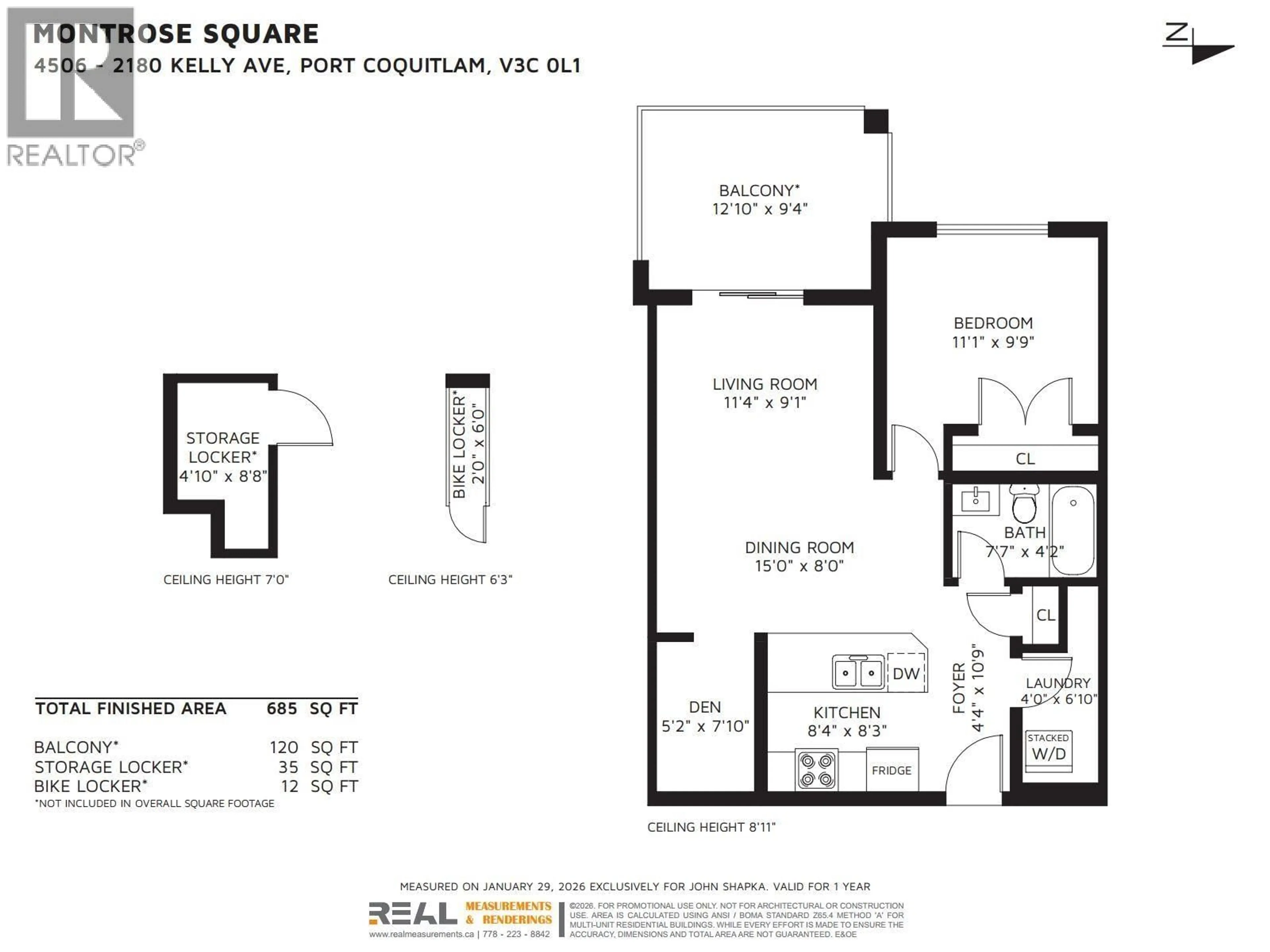 Floor plan for 4506 - 2180 KELLY AVENUE, Port Coquitlam British Columbia V3C0L1