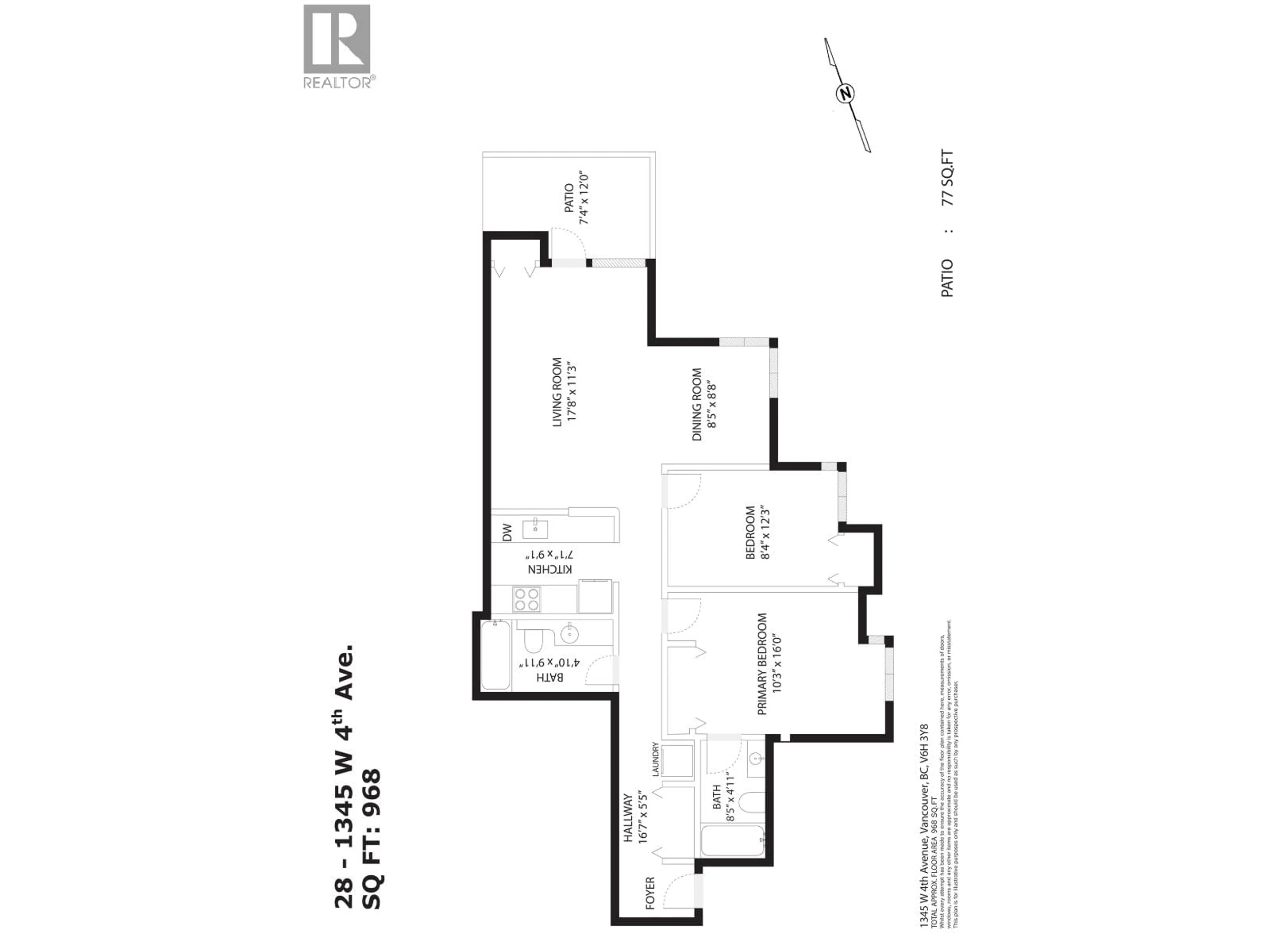 Floor plan for 28 - 1345 4TH AVENUE, Vancouver British Columbia V6H3Y8